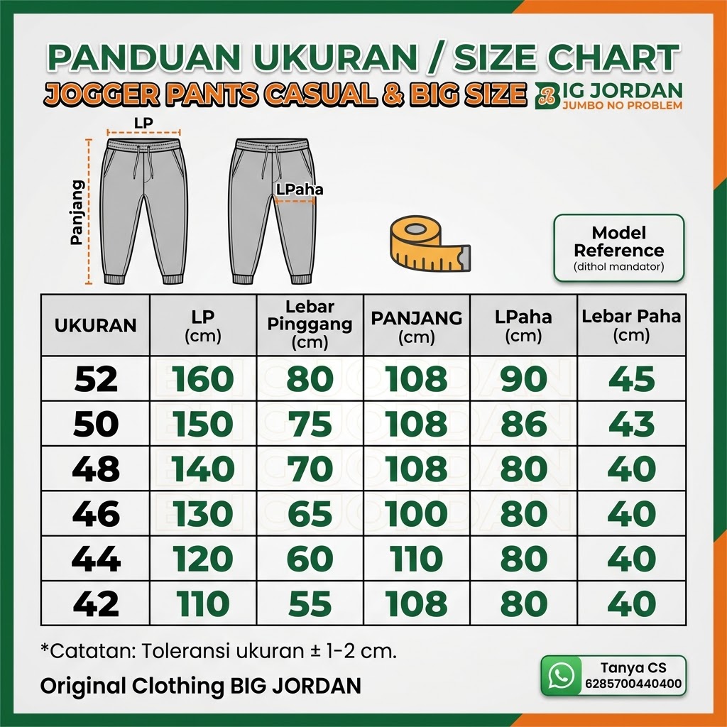 BigJordan Zuma Jogger Pants Big Size Ukuran Jumbo 42-44 - Abu Tua 4