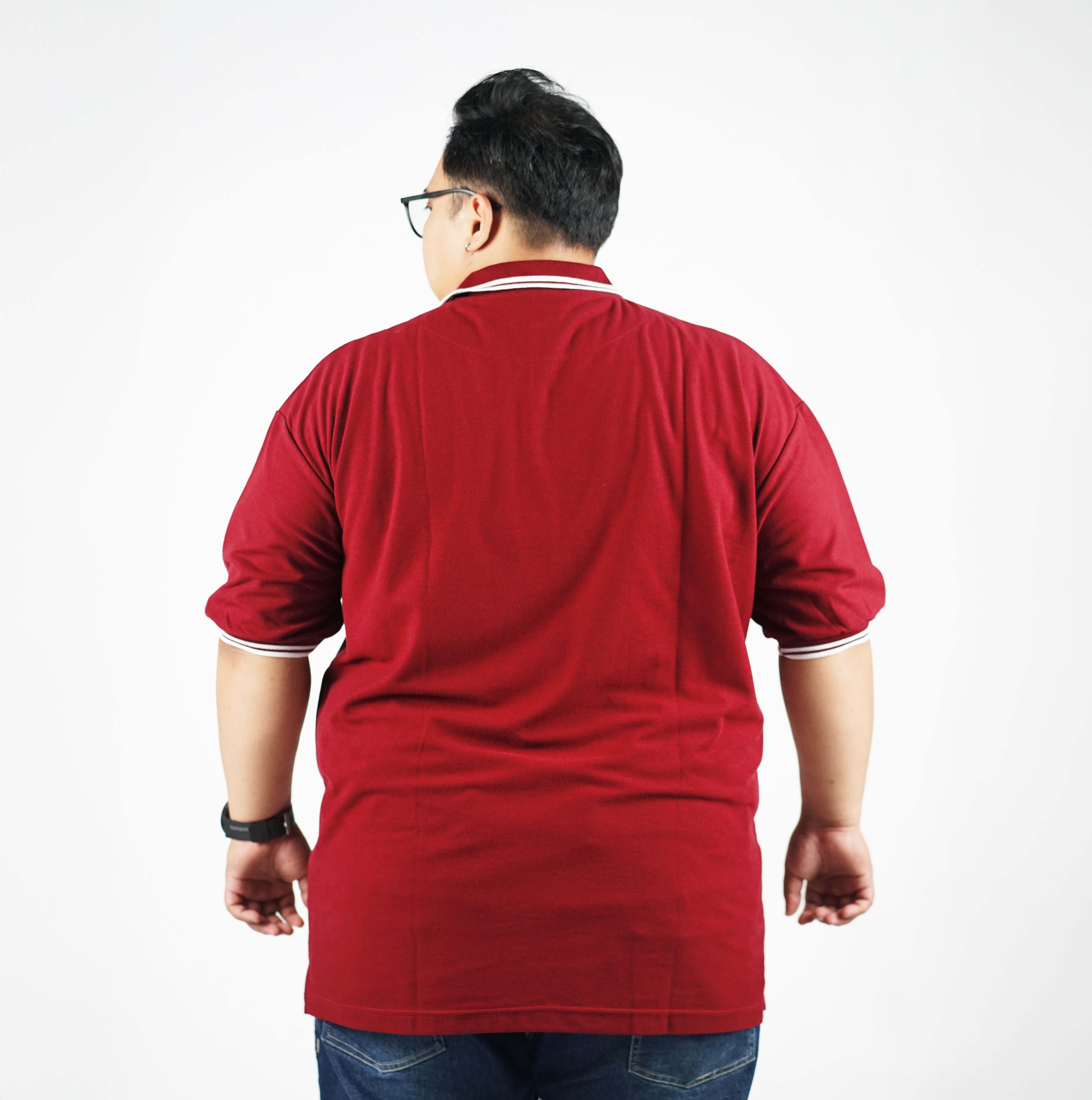 MARONE - POLO SHIRT MAROON LIST PUTIH 2