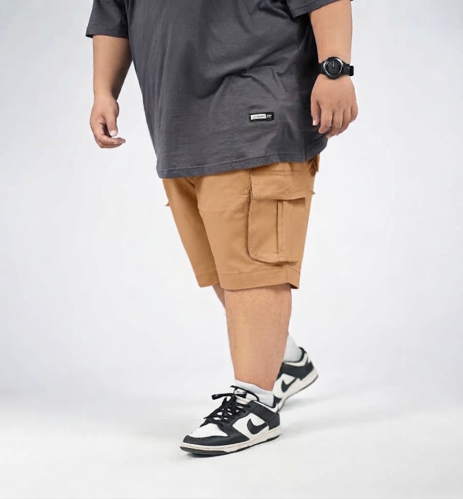 ALDENTINO - Celana Kargo Pendek Big Size Pria Warna Mocca Size 42–52 — BigJordan 2