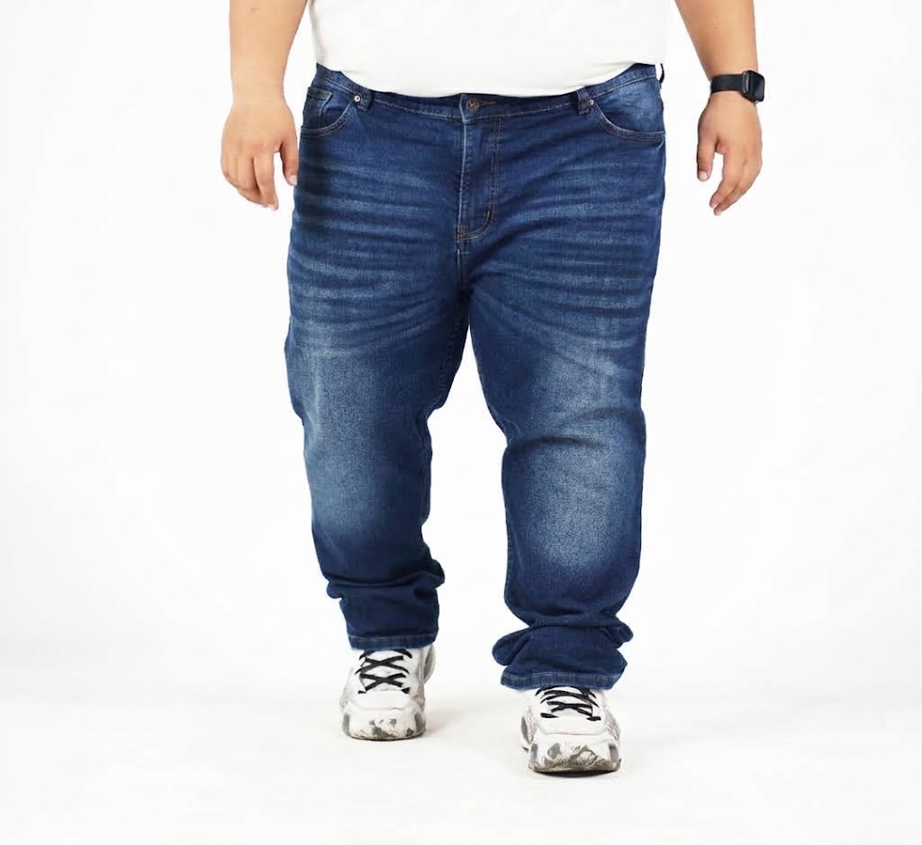 BigJordan - HOGAN Celana Jeans Pria Big Size Washed Blue Denim Slimfit Stretch