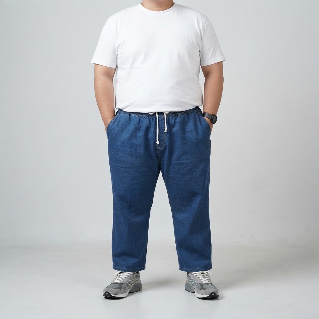 Celana Jeans Baggy Pria Big Size Steel Blue - Boyaka