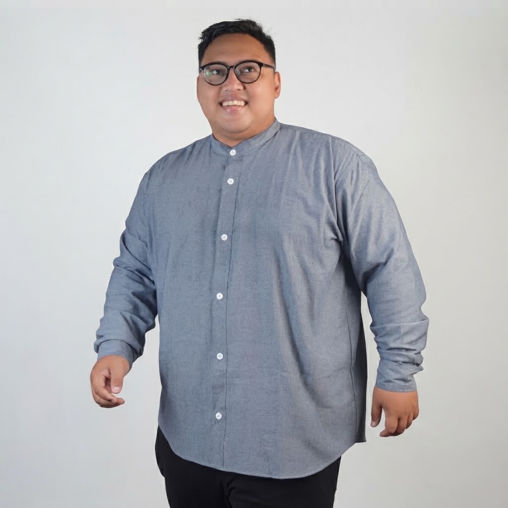 Jericho - Kemeja Koko Oxford Denim Big Size Pria Lengan Panjang | BigJordan 2