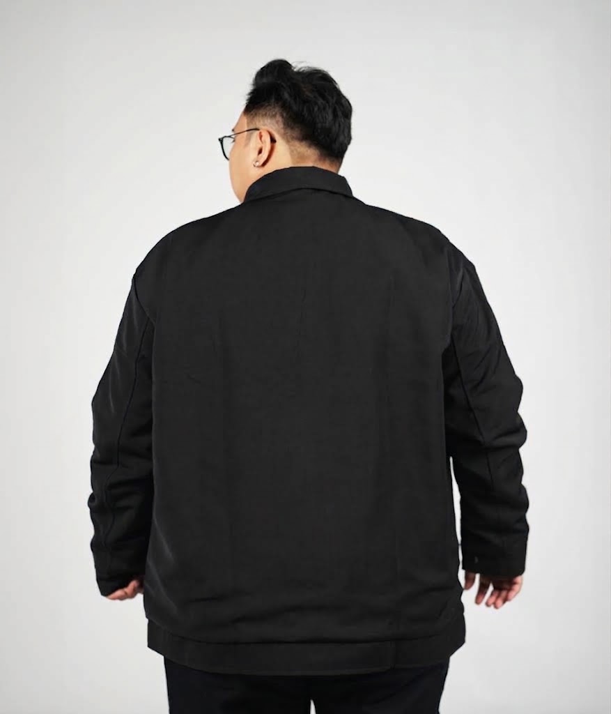 Jaket Semi Jas Big Size Hitam BigJordan - Bahan High Twist Premium (3XL - 5XL) 2