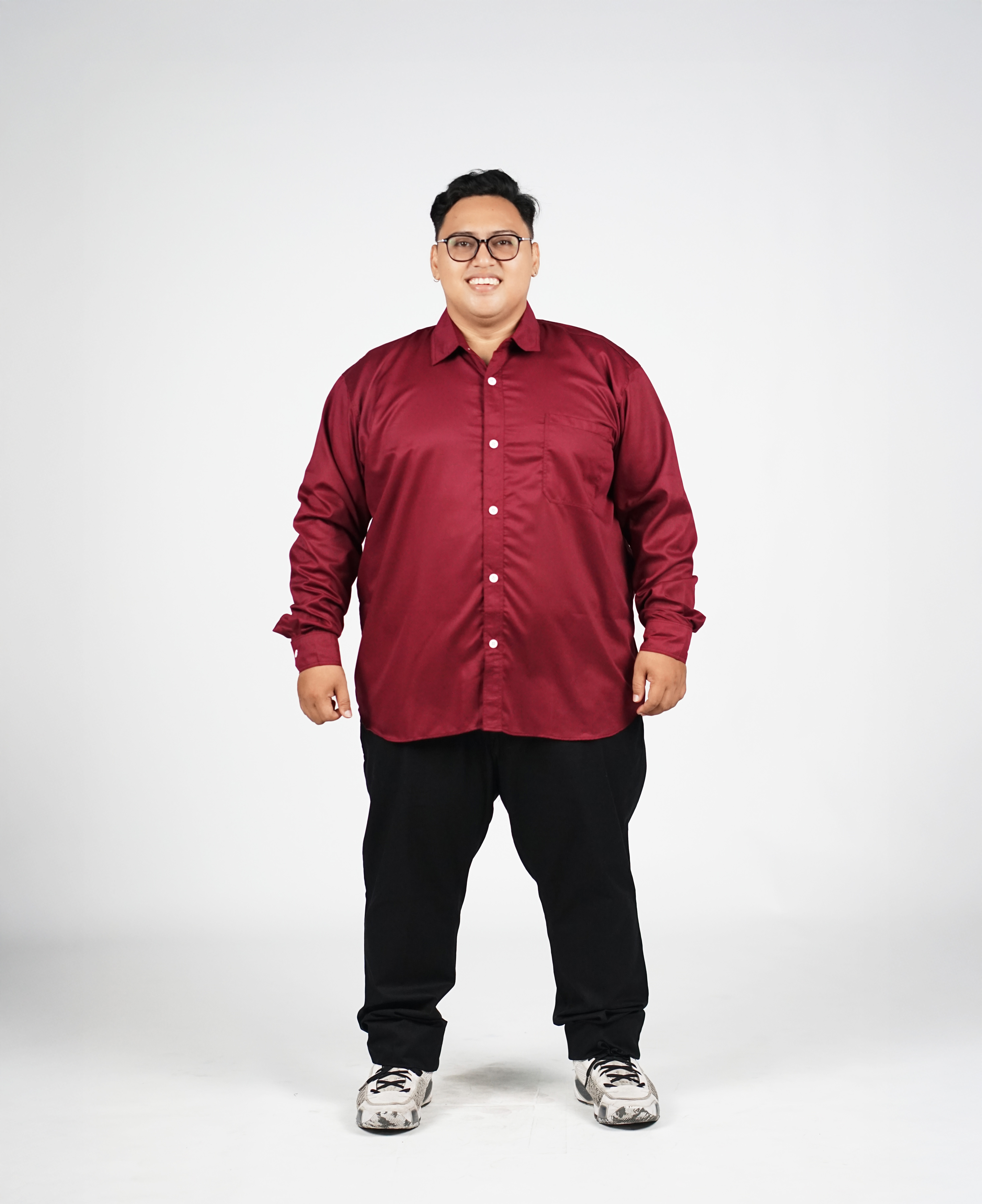 Kemeja Lengan Panjang Merah Maroon Big Size (3XL-8XL) | Big Jordan 4