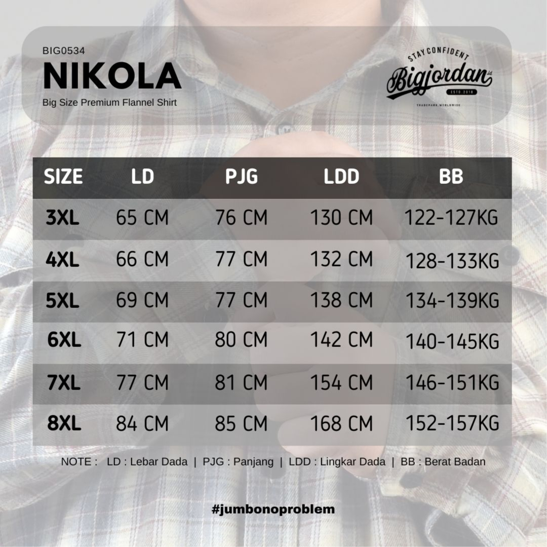 Kemeja Flannel Pria Jumbo Big Size Lengan Panjang Nikola - BigJordan 2