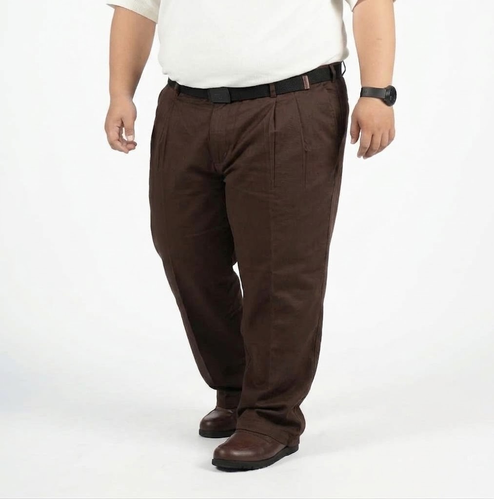 TIAMOVIC - Celana Bahan Formal Big Size Pria Cokelat - BigJordan