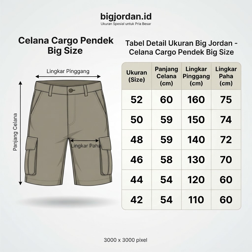 ALDENTINO - Celana Kargo Pendek Big Size Pria Warna Hijau Size 42–52 — BigJordan 4