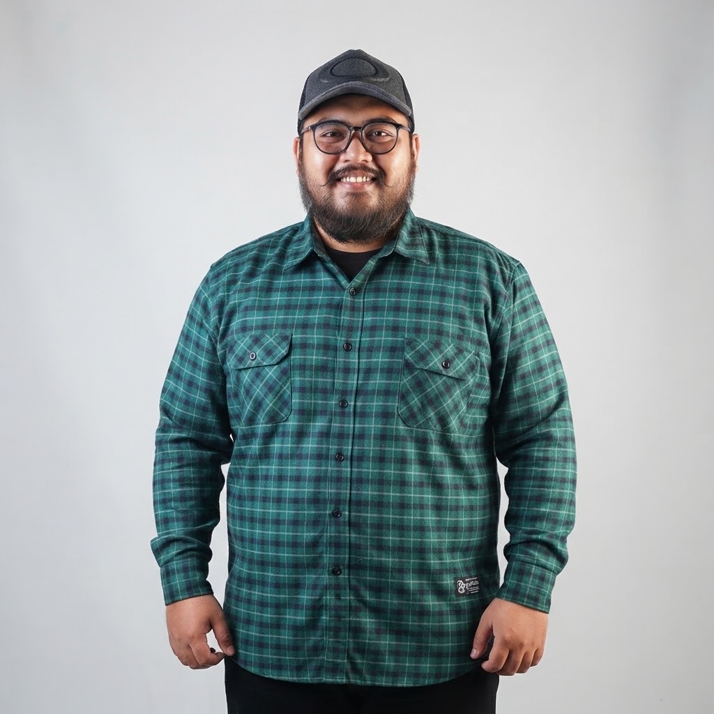 LEAFY GREEN - Kemeja Flannel Big Size Pria Ukuran Jumbo 4XL-8XL | bigjordan