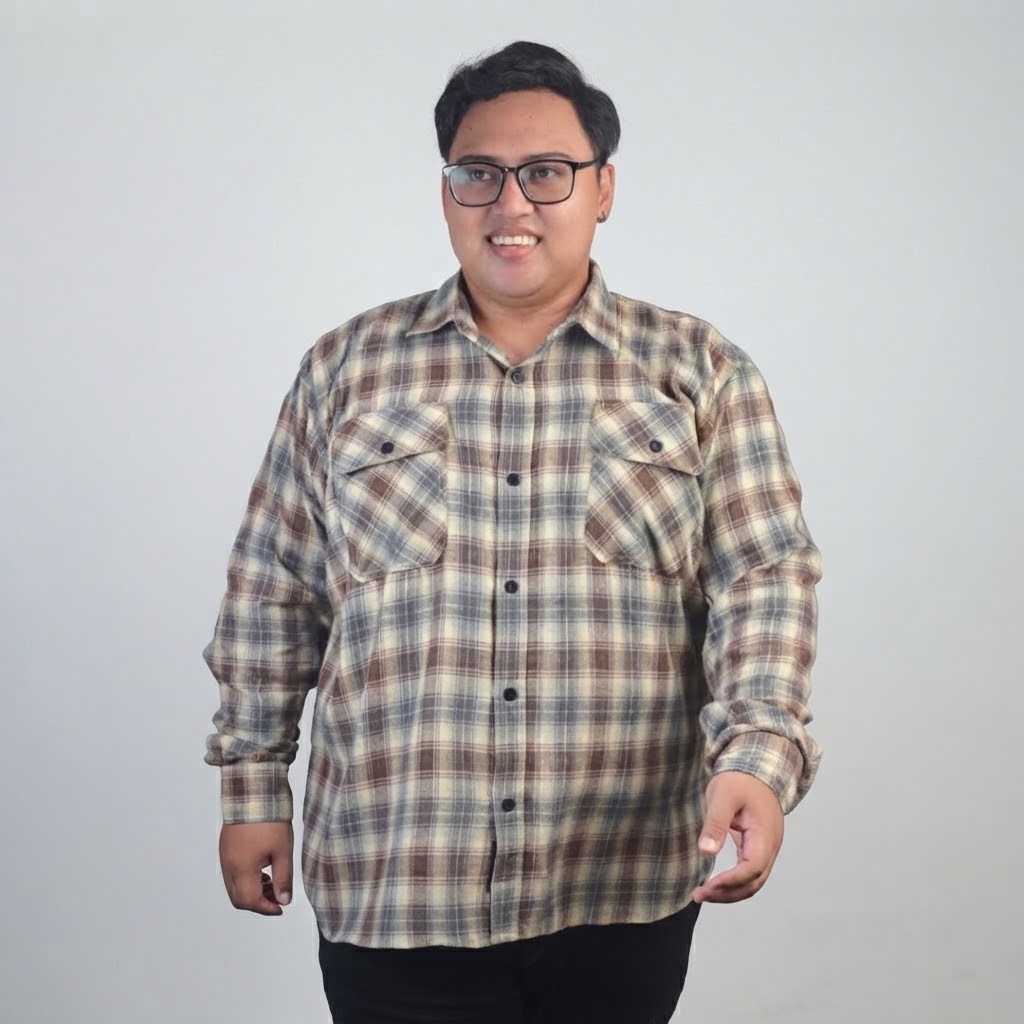 Kemeja Flannel Pria Jumbo Big Size Lengan Panjang Nikola - BigJordan