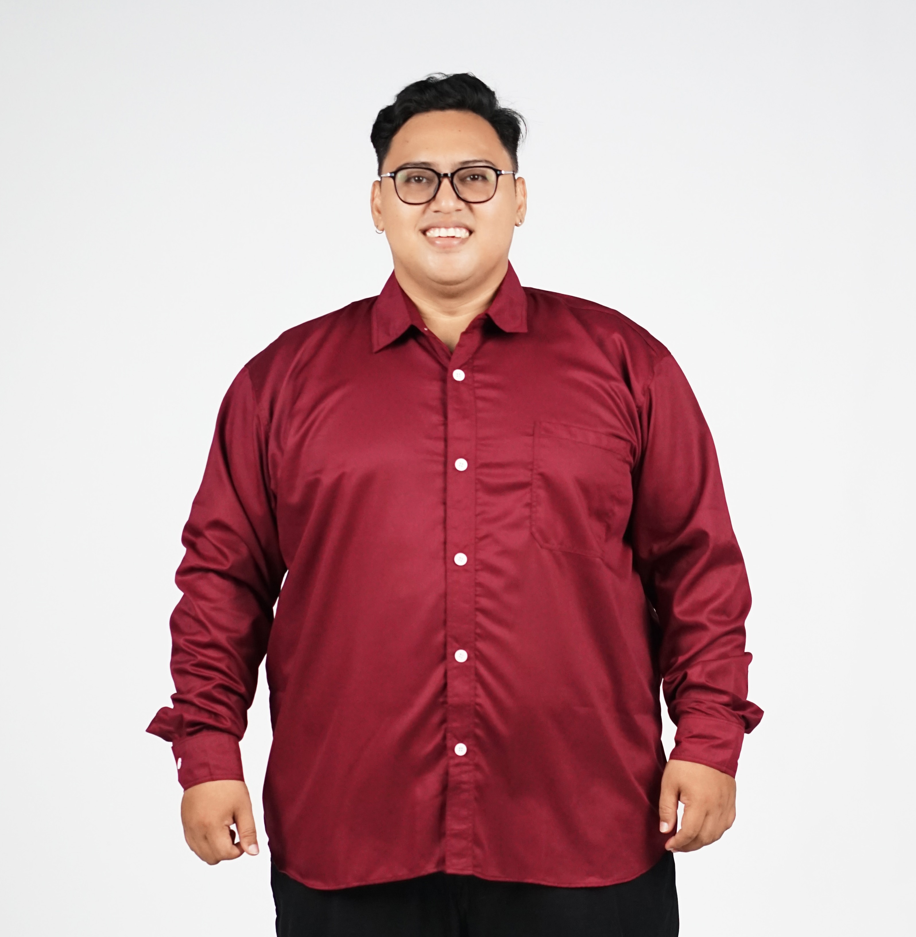 Kemeja Lengan Panjang Merah Maroon Big Size (3XL-8XL) | Big Jordan