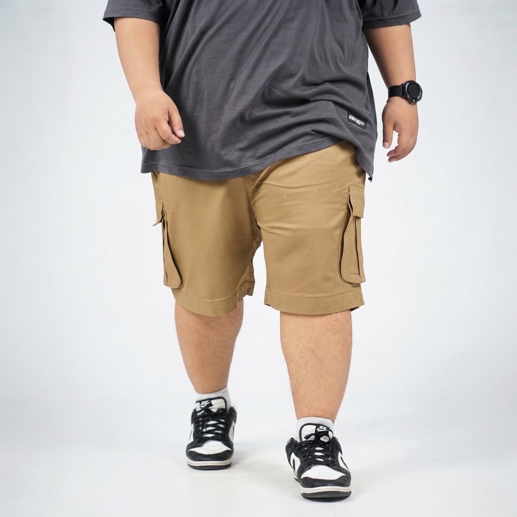 ALDENTINO - Celana Kargo Pendek Big Size Pria Warna Brown Khaki Size 42–52 — BigJordan