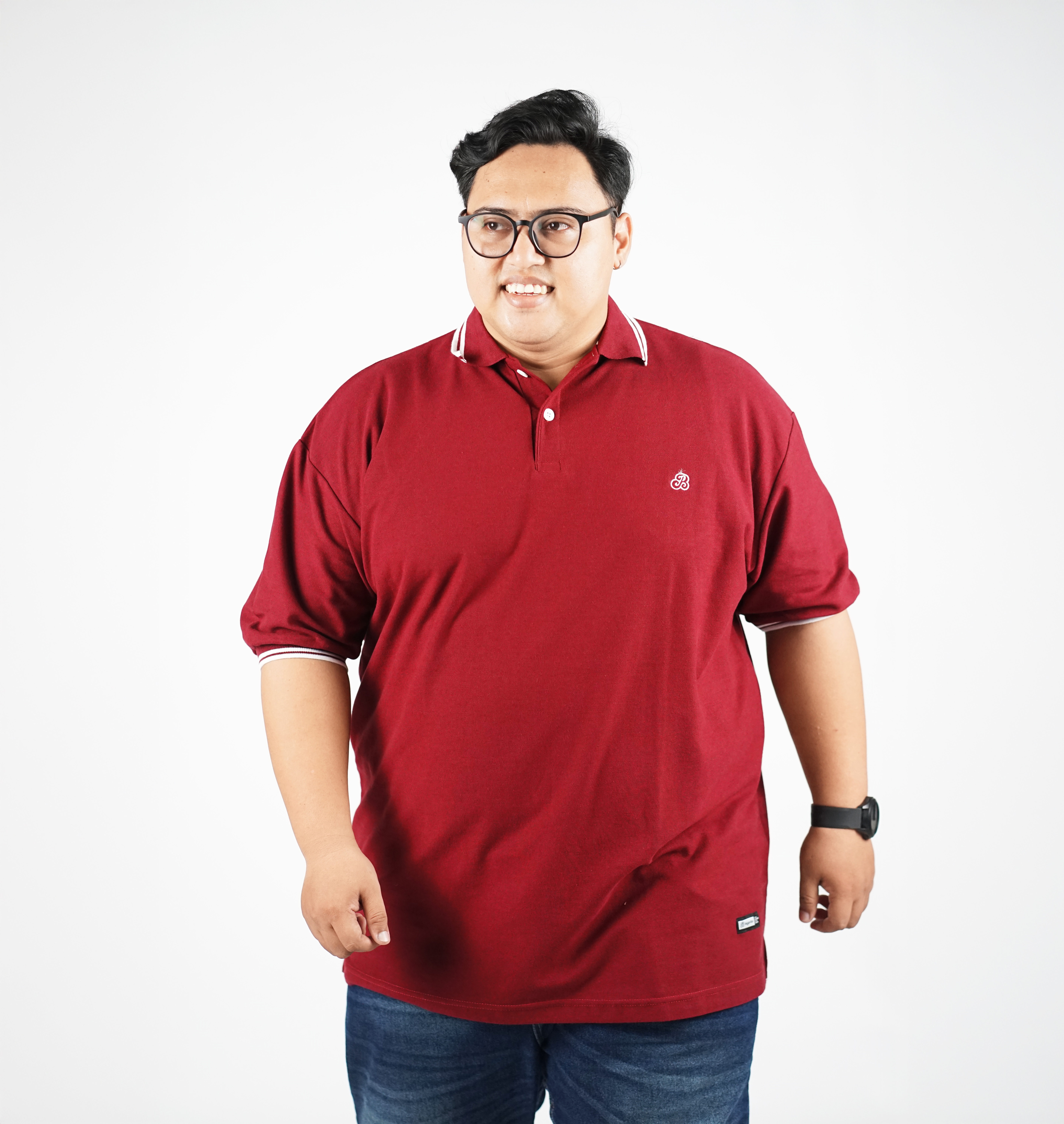 MARONE - POLO SHIRT MAROON LIST PUTIH
