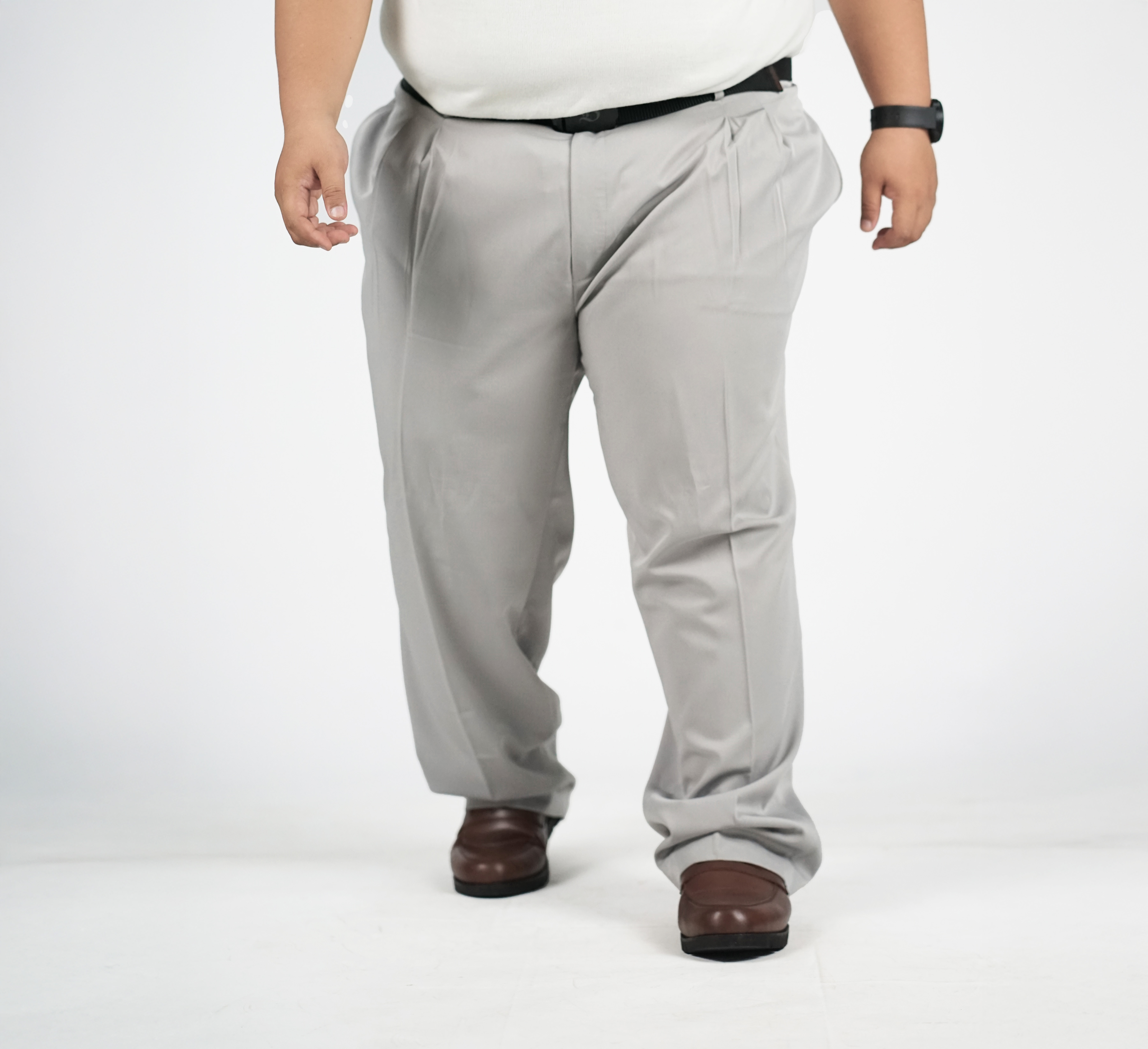 TIAMOVIC - Celana Bahan Formal Big Size Pria Abu Muda - BigJordan
