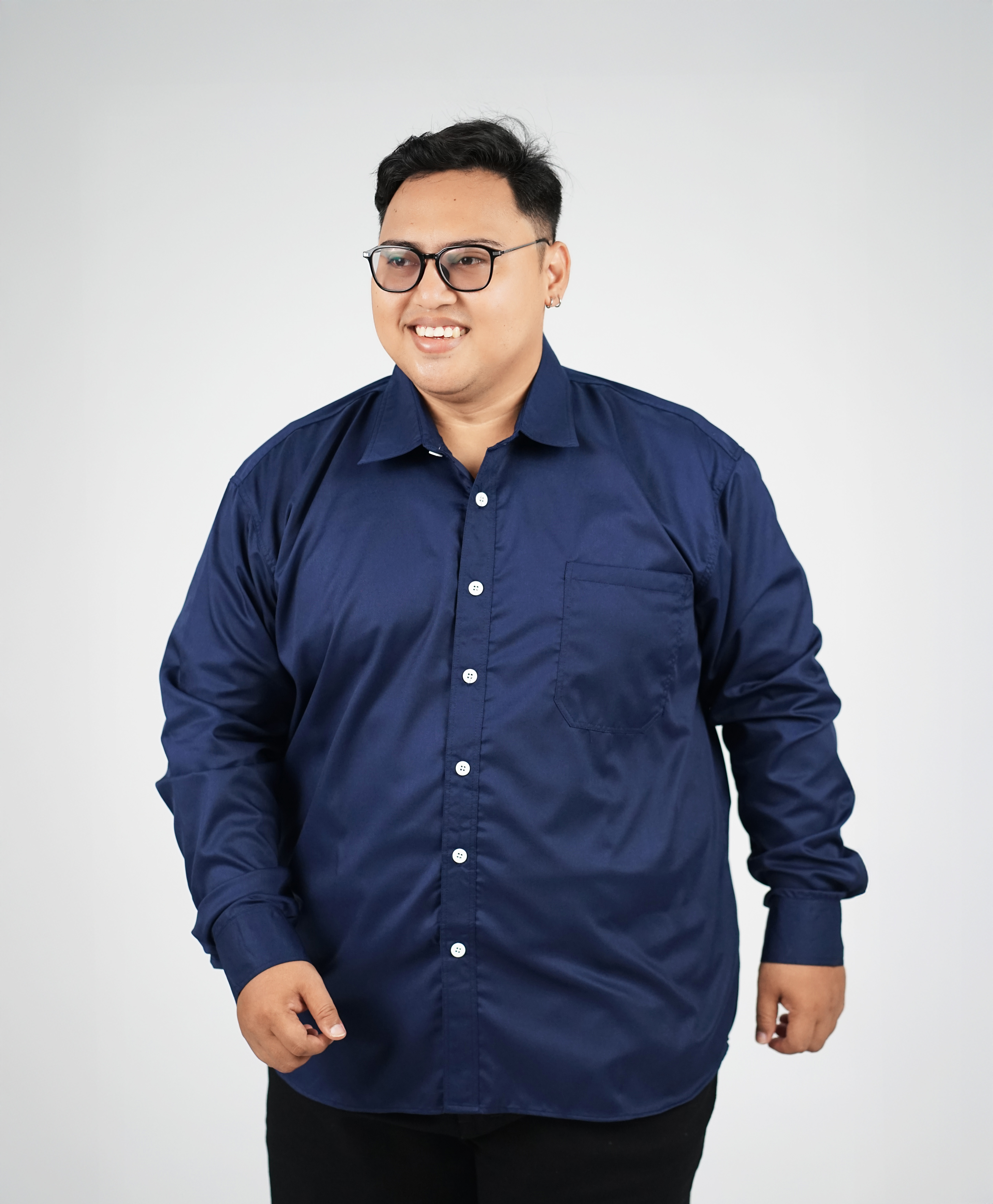 Kemeja Lengan Panjang Navy Big Size (3XL-8XL) | Big Jordan