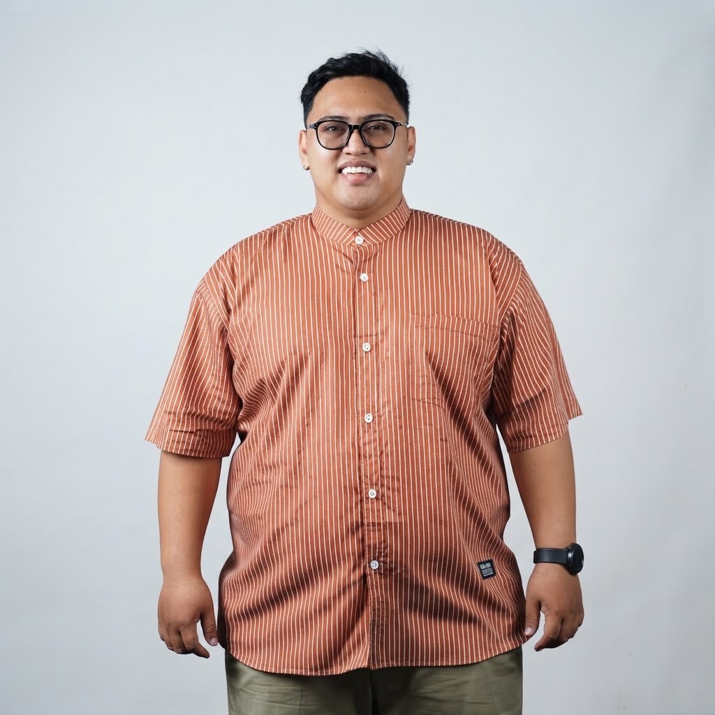 SALMAN - Kemeja Koko Muslim Salur Terakota