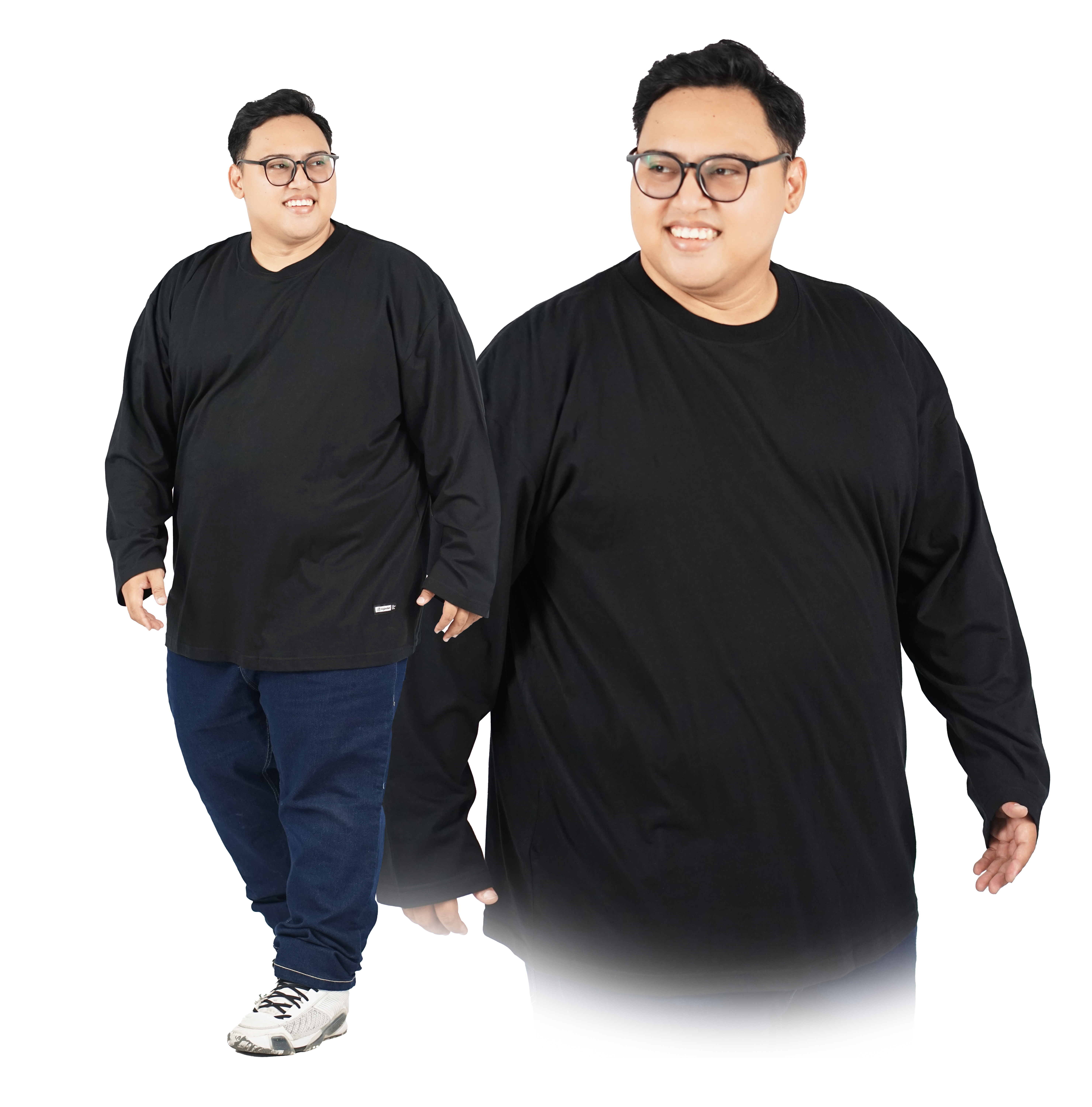Kaos Polos Lengan Panjang Hitam Big Size (3XL - 8XL) - BigJordan 4