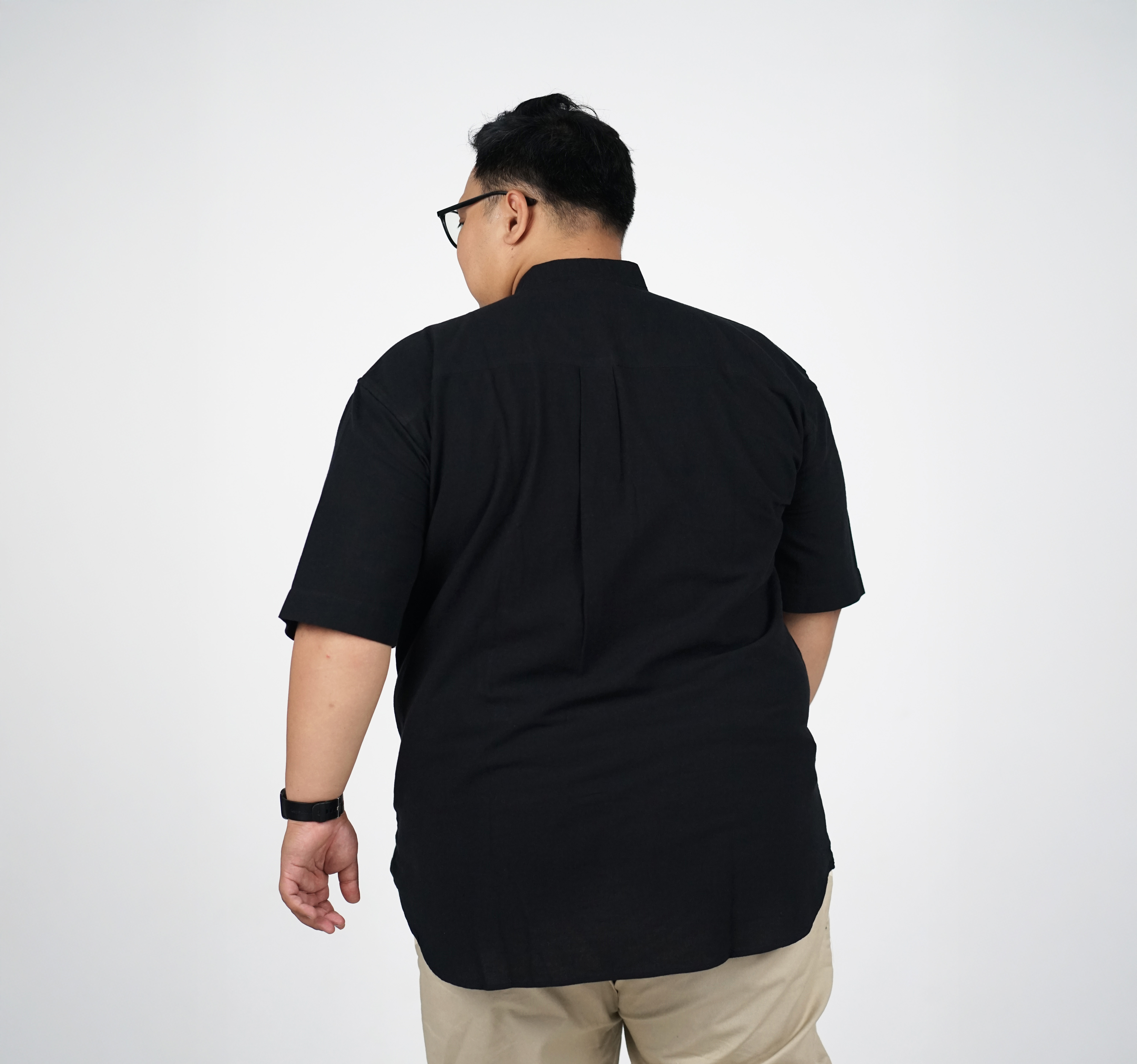 BigJordan - Omar Kemeja Muslim Katun Linen Big Size Jumbo 3XL - 8XL - Hitam 2