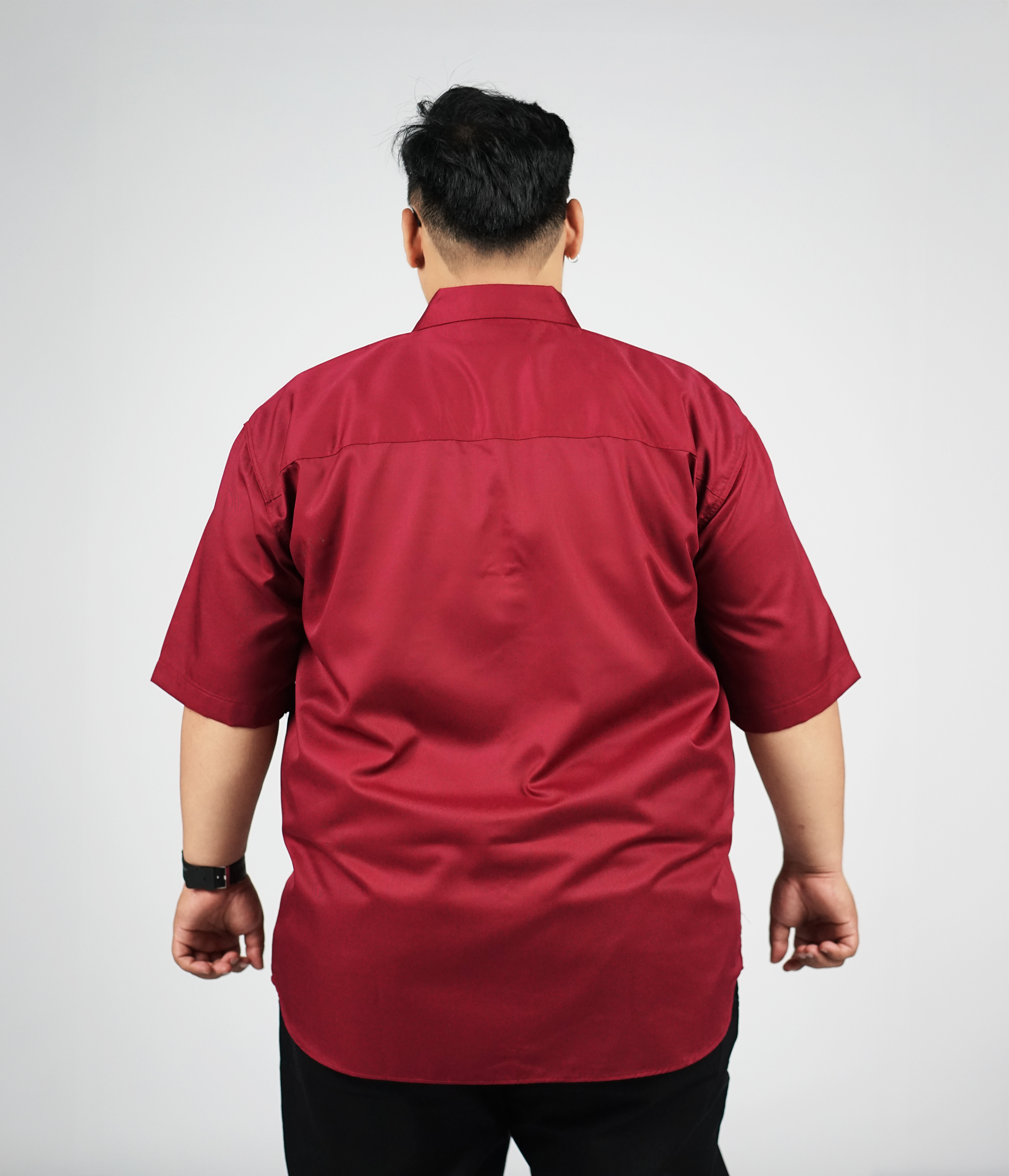 Kemeja Polos Lengan Pendek Big Size 3XL - 8XL Maroon Big Jordan 5