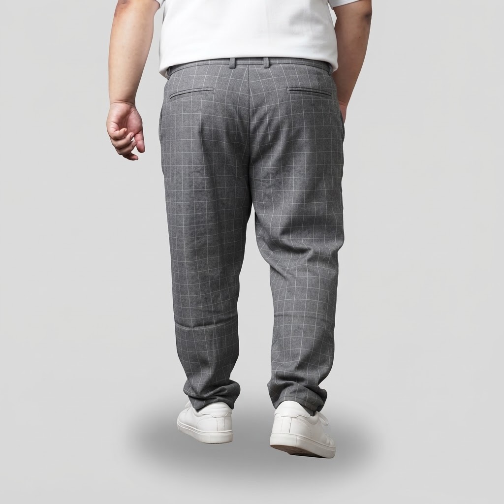 Monza - Celana Panjang Big Size Motif Tartan Abu Muda | Bigjordan 2