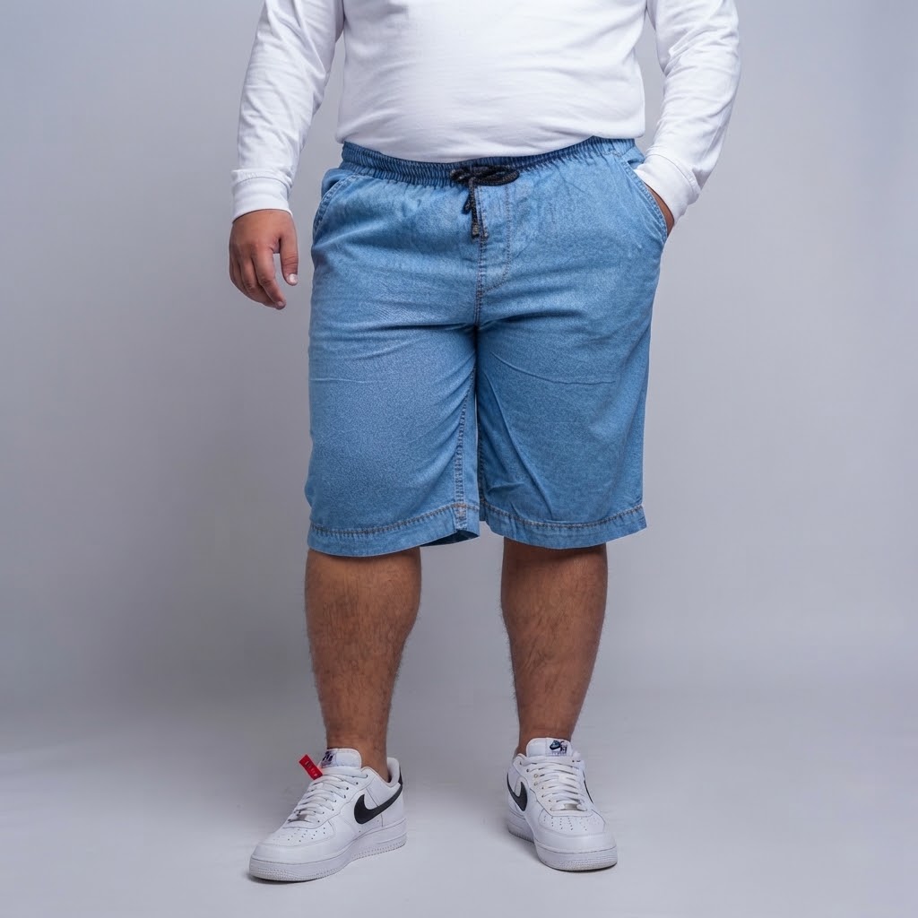 Celana Pendek Rileks Katun Denim Big Size Warna Bioblitz | bigjordan 2