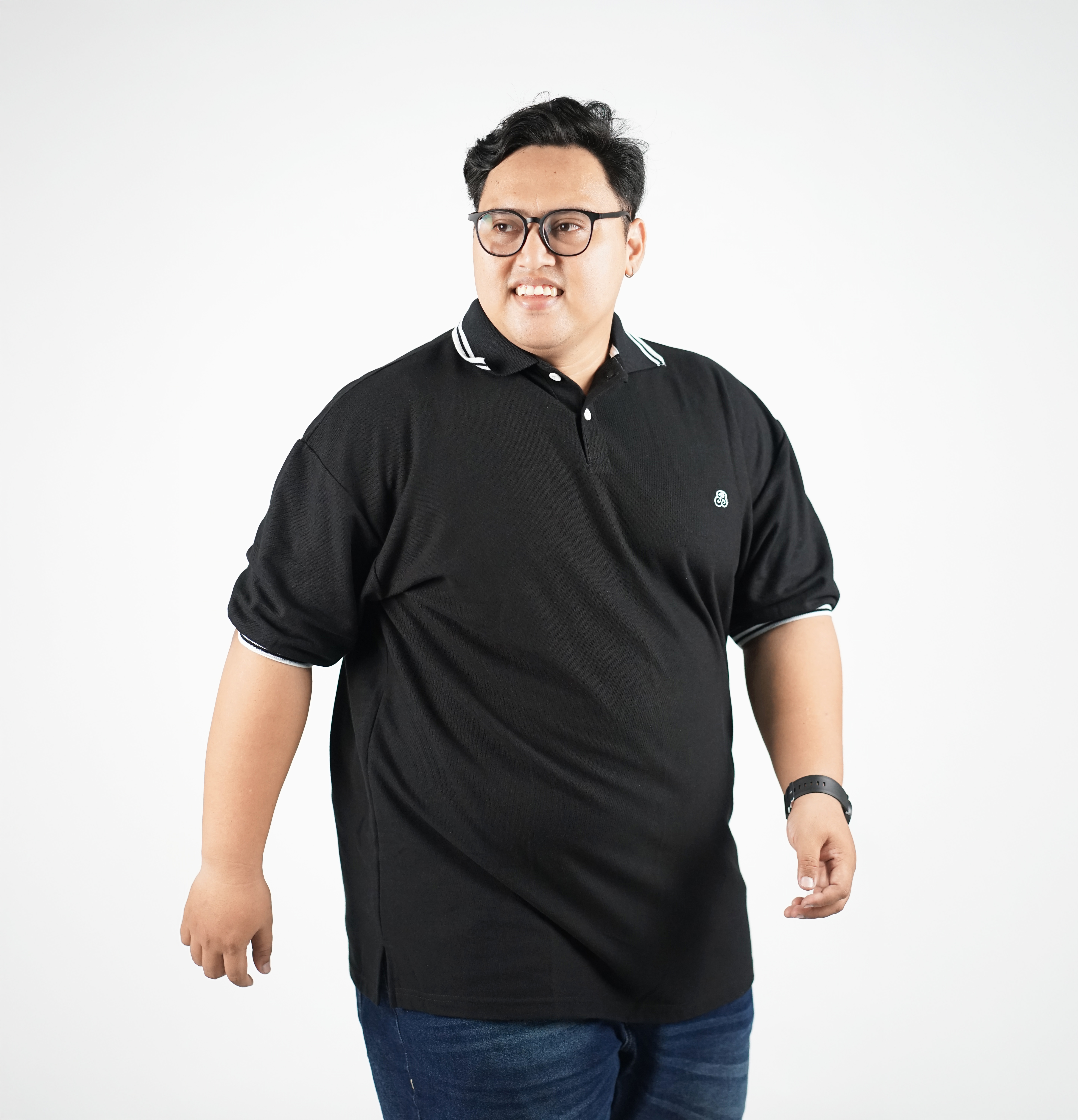 BLACKLIST - POLO SHIRT HITAM LIST PUTIH