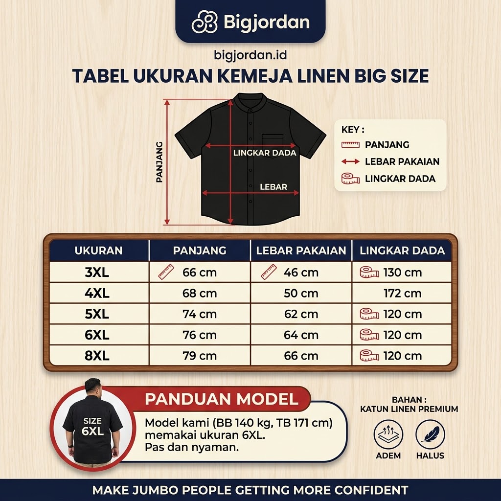 BigJordan - Omar Kemeja Muslim Katun Linen Big Size Jumbo 3XL - 8XL - Putih 4