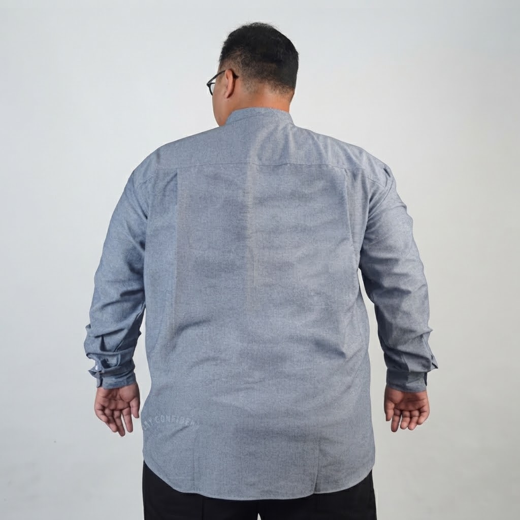 Jericho - Kemeja Koko Oxford Denim Big Size Pria Lengan Panjang | BigJordan 3