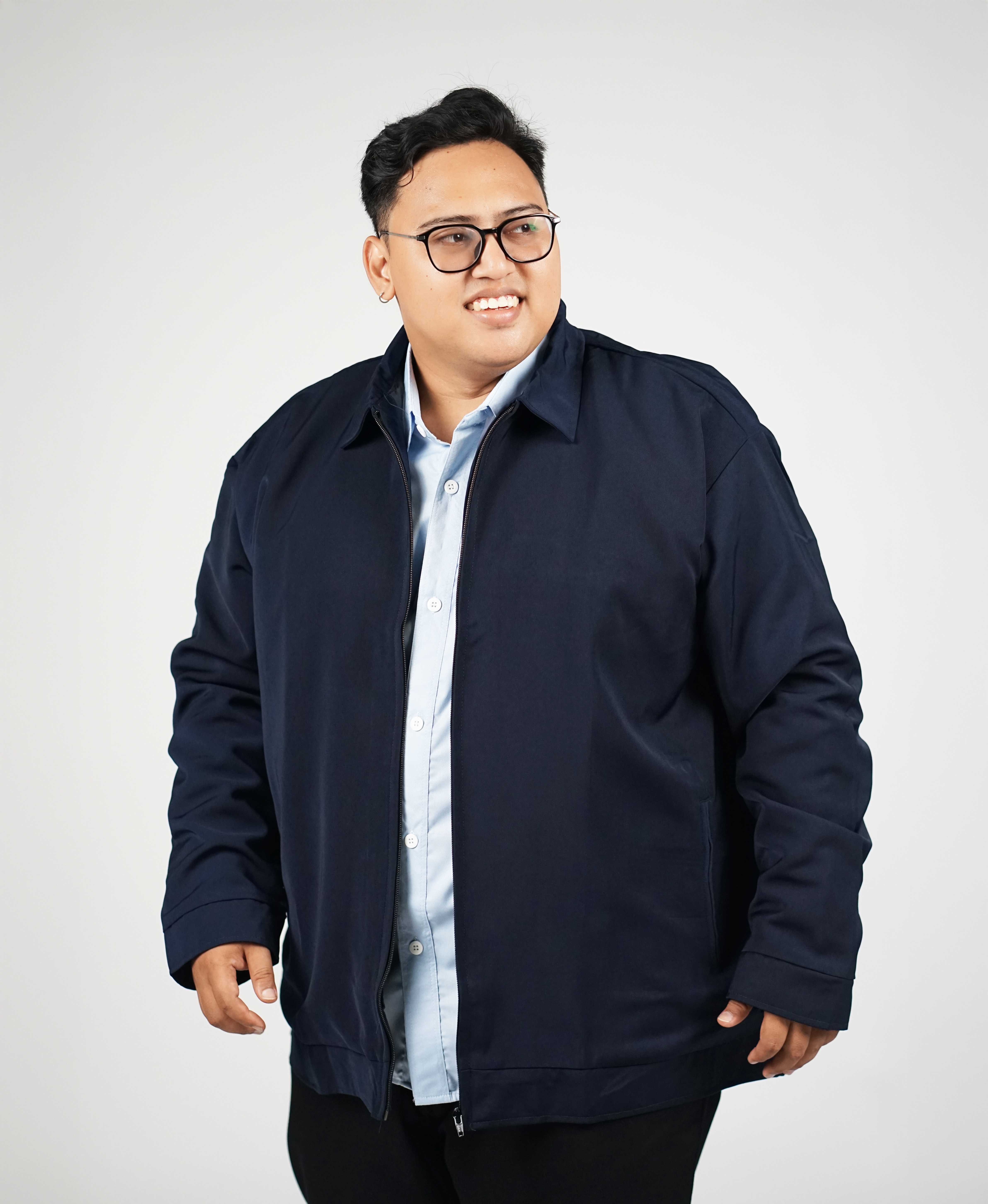 Jaket Semi Jas Big Size Navy BigJordan - Bahan High Twist Premium (3XL - 5XL)