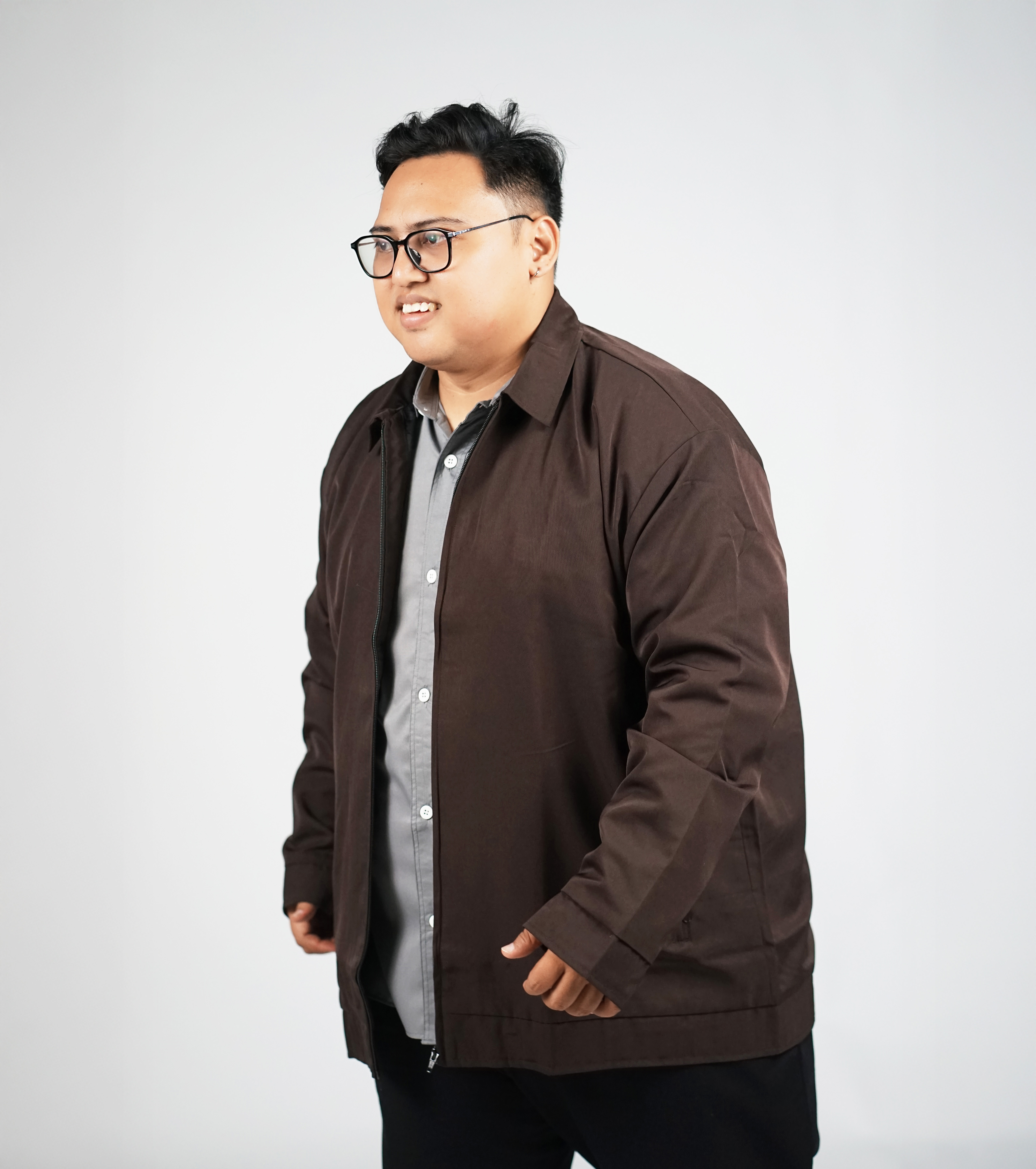 Jaket Semi Jas Big Size Cokelat BigJordan - Bahan High Twist Premium (3XL - 5XL) 4