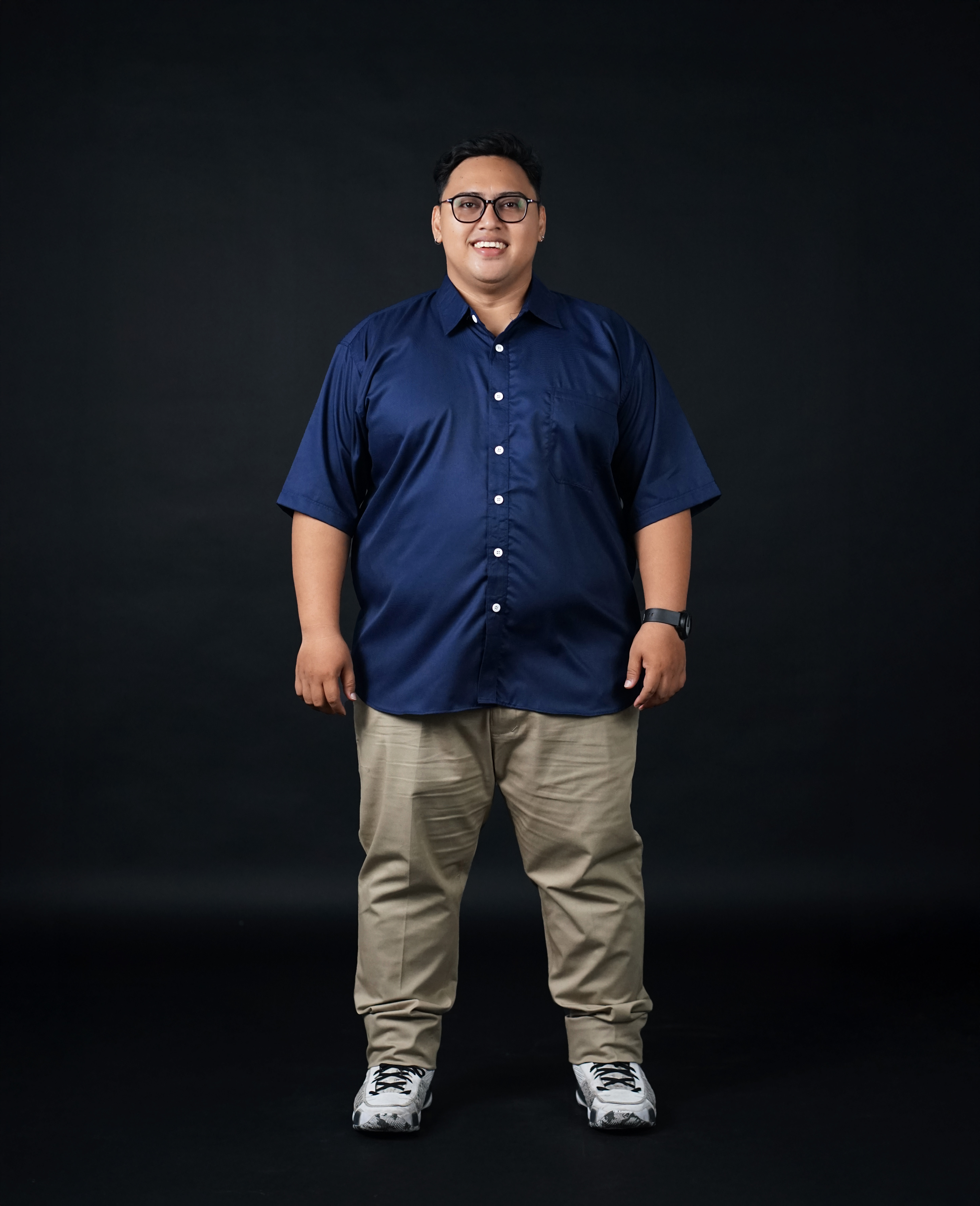 Kemeja Pria Big Size Polos Navy Lengan Pendek Ukuran Jumbo 3XL-8XL - BigJordan 3