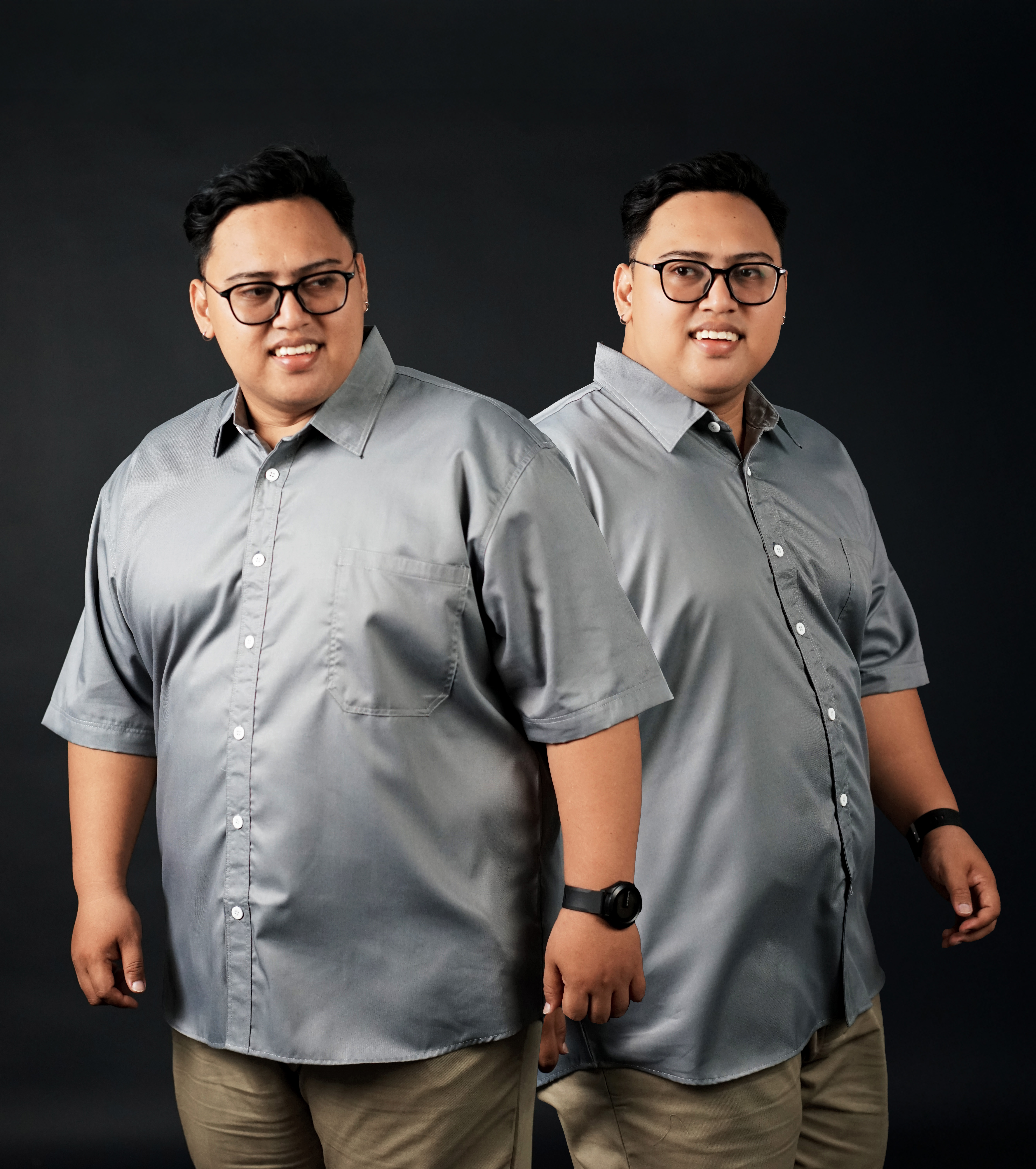 Kemeja Pria Big Size Polos Abu Muda Lengan Pendek Ukuran Jumbo 3XL-8XL - BigJordan 5