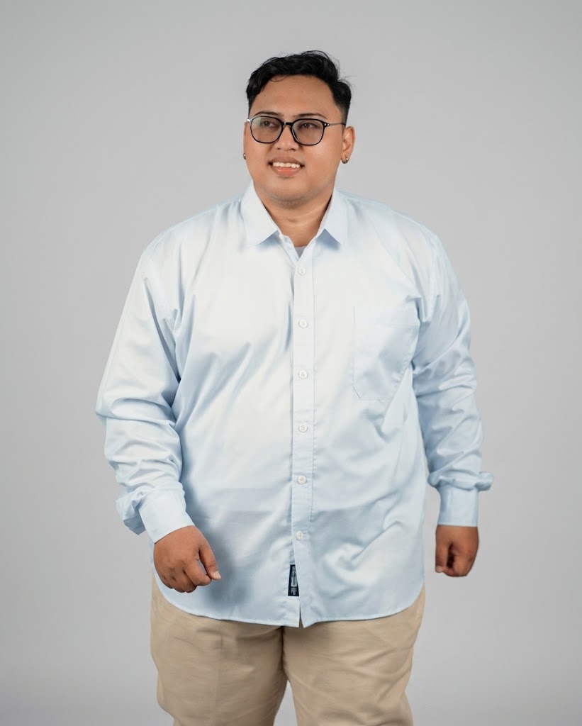 Kemeja Lengan Panjang Biru Muda Big Size (3XL-8XL) | Big Jordan