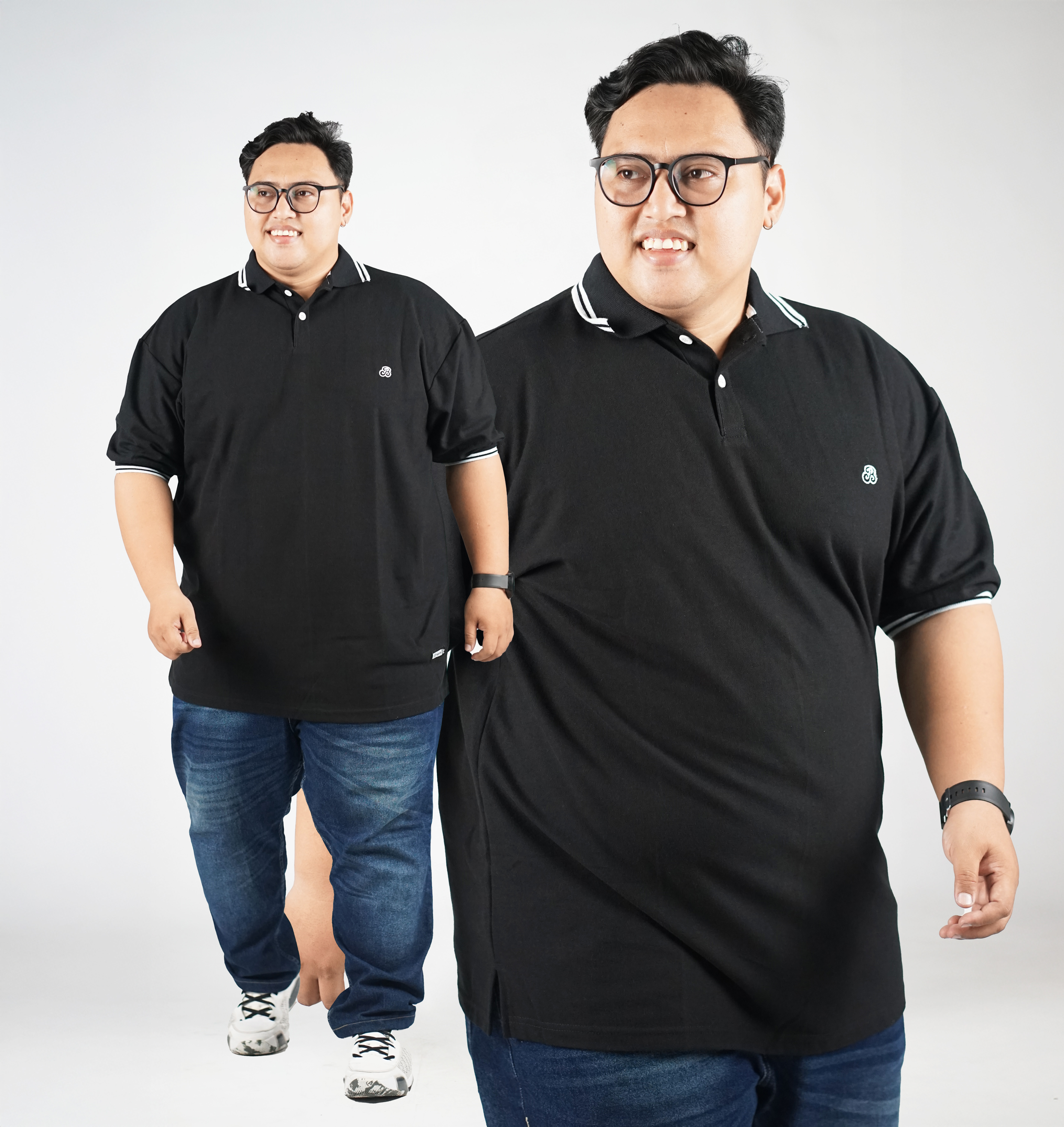 BLACKLIST - POLO SHIRT HITAM LIST PUTIH 3