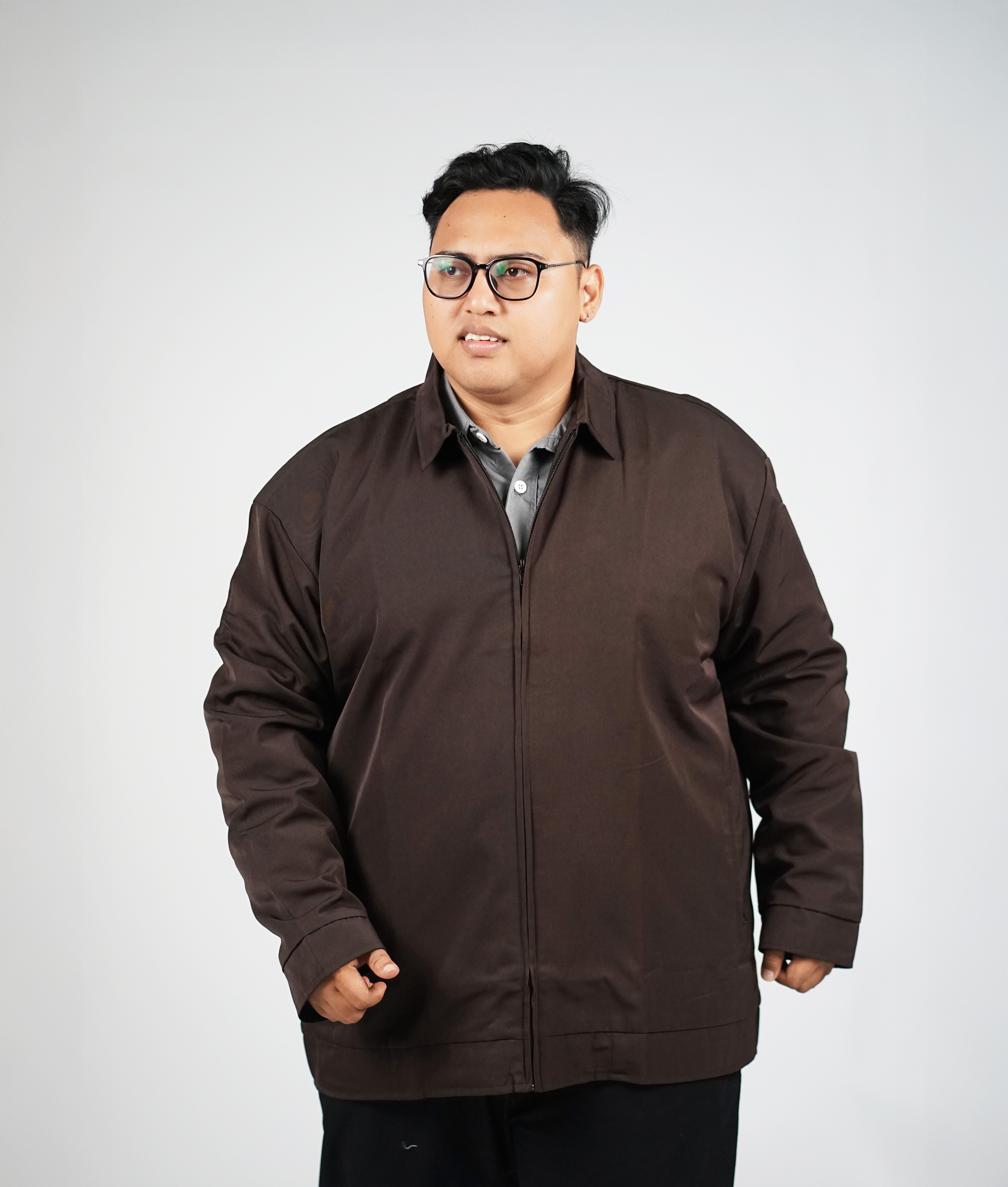 Jaket Semi Jas Big Size Cokelat BigJordan - Bahan High Twist Premium (6XL - 8XL) 3