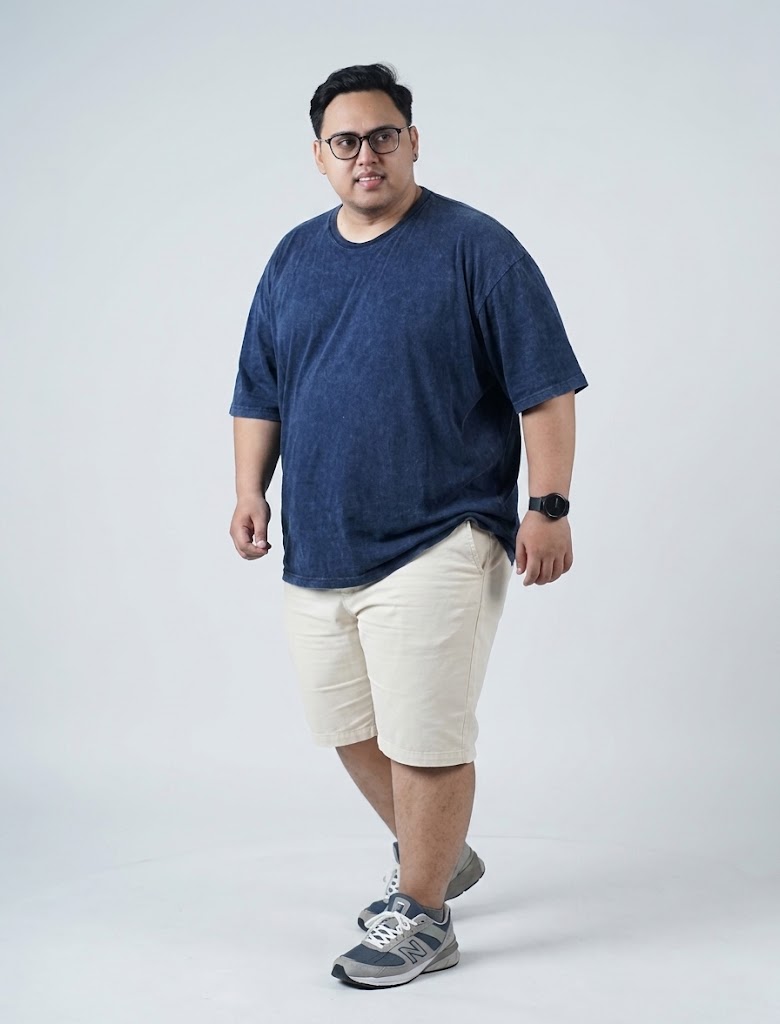 Kaos Wash Big Size Jumbo Navy BigJordan - Spartan Washed T-Shirt