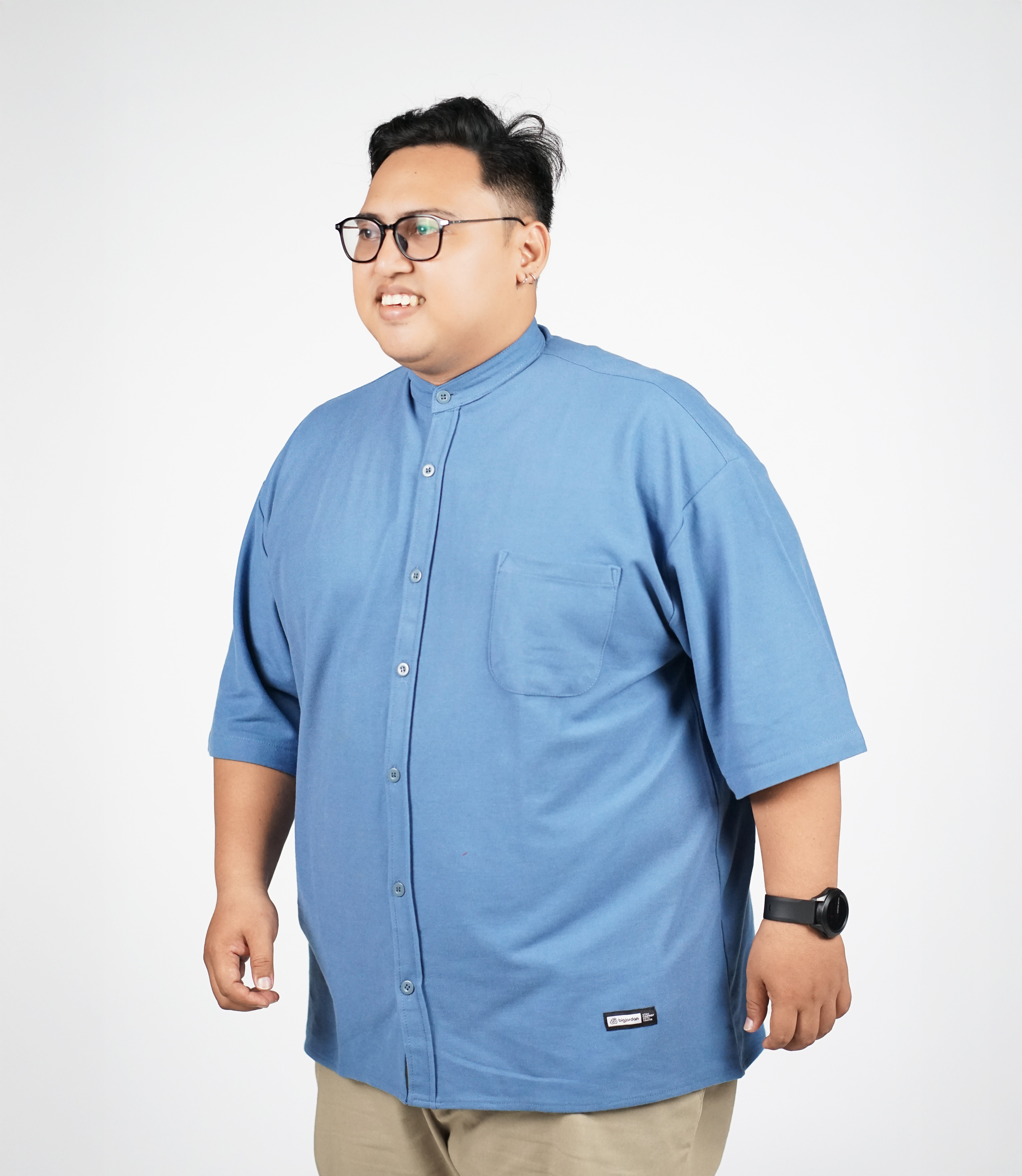 ASAUKI - KEMEJA PIQUE PENDEK BIRU MUDA 2