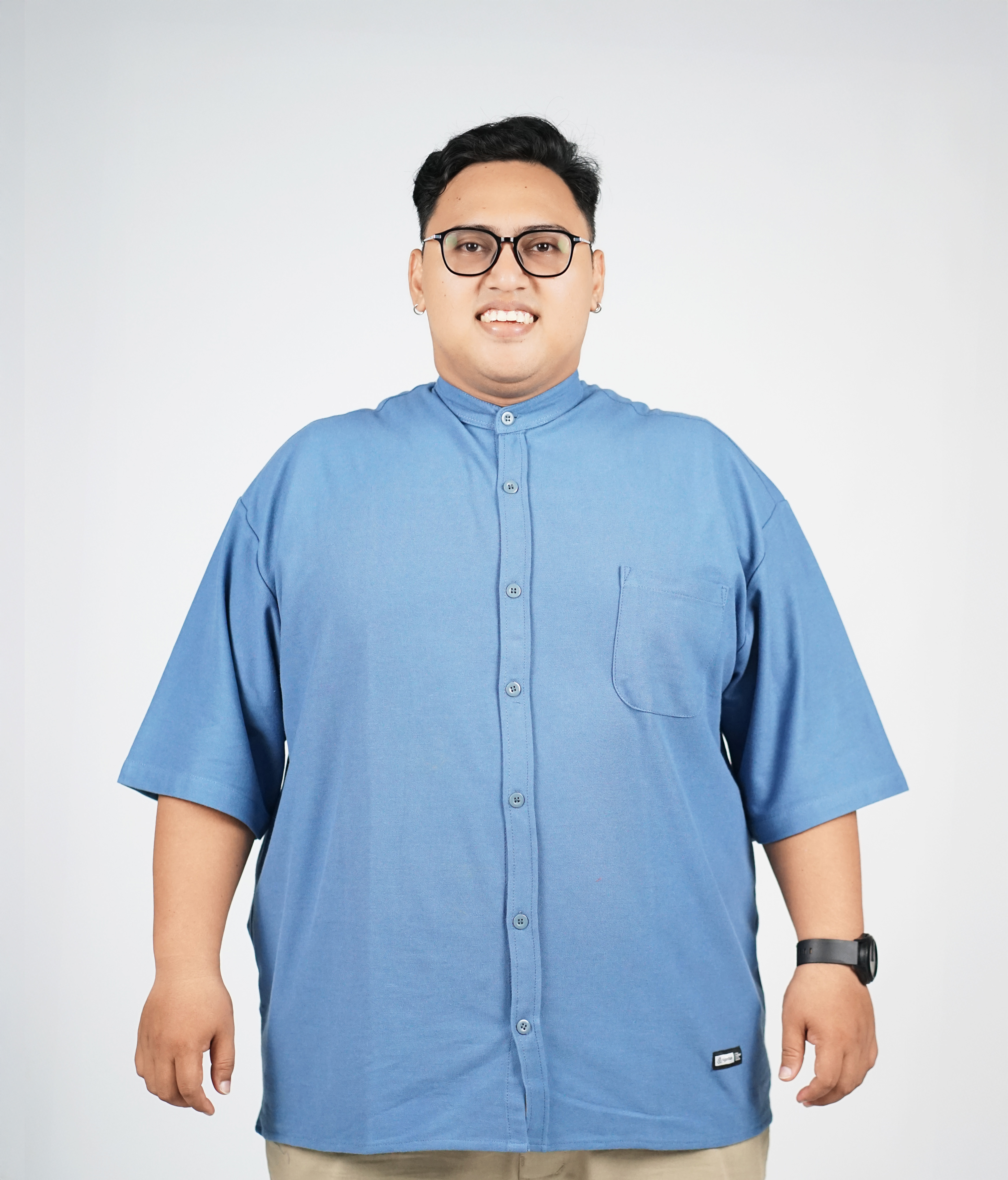 ASAUKI - KEMEJA PIQUE PENDEK BIRU MUDA