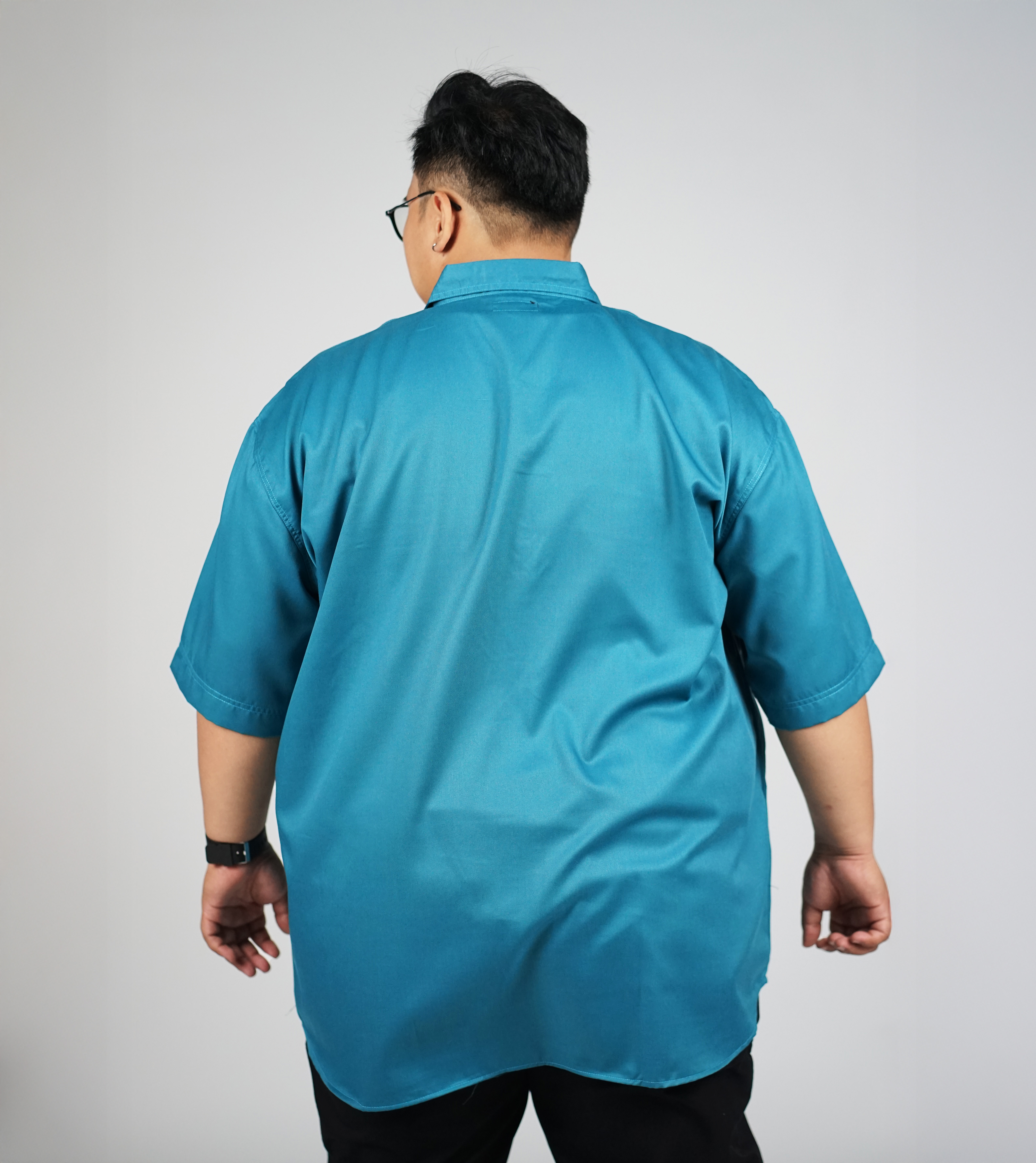 Kemeja Pria Big Size Polos Toska Lengan Pendek Ukuran Jumbo 3XL-8XL - BigJordan 2