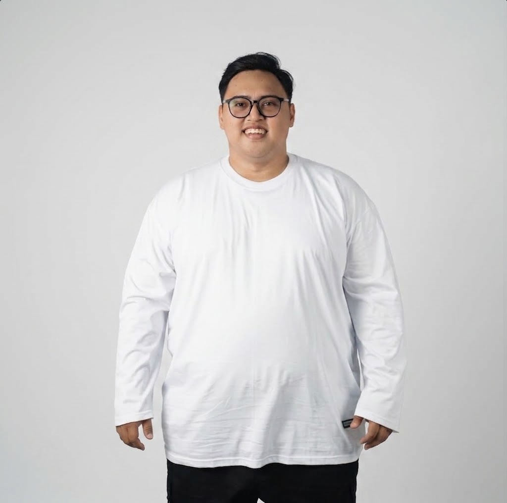Kaos Polos Lengan Panjang Putih Big Size (3XL - 8XL) - BigJordan