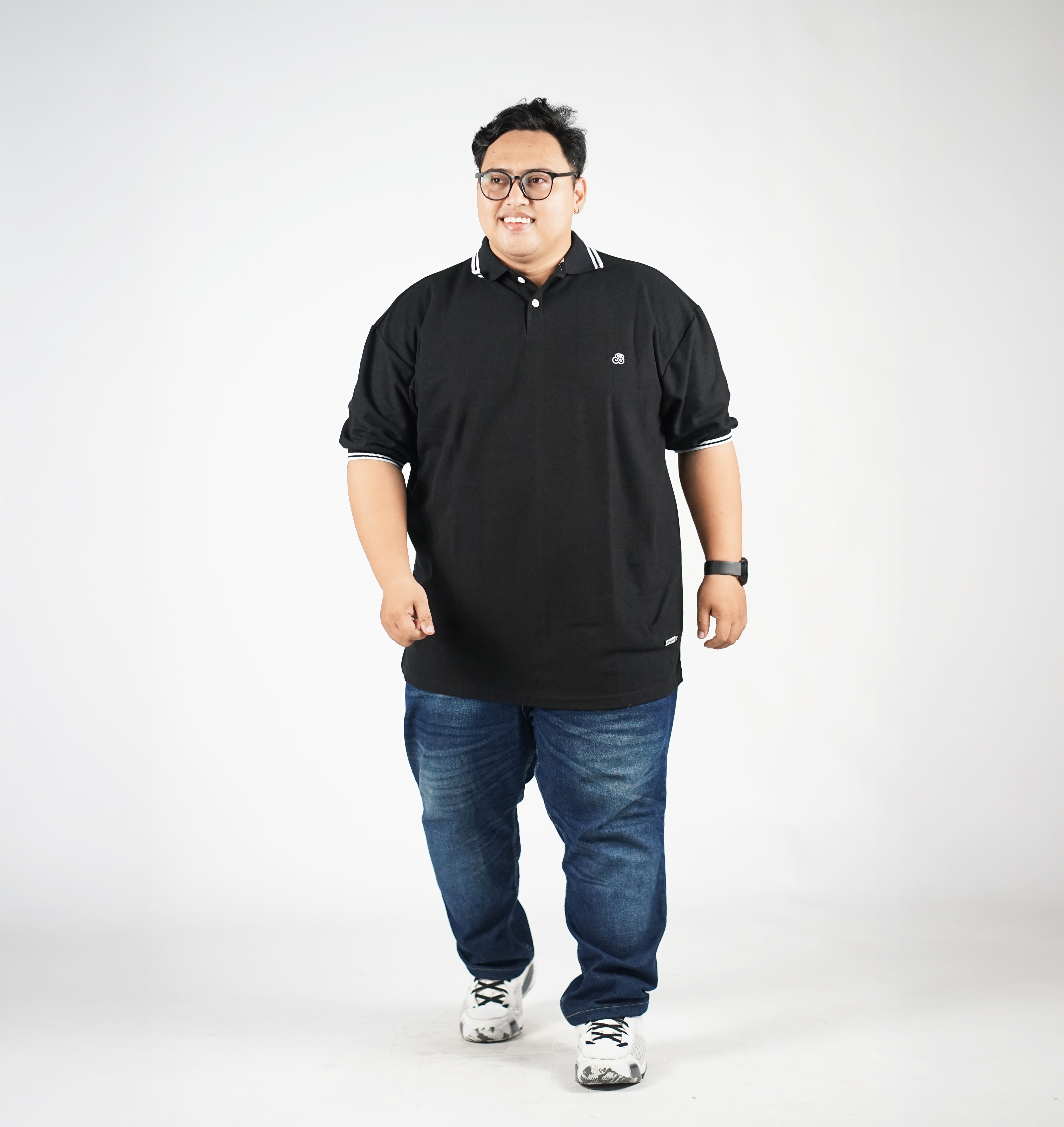 BLACKLIST - POLO SHIRT HITAM LIST PUTIH 4