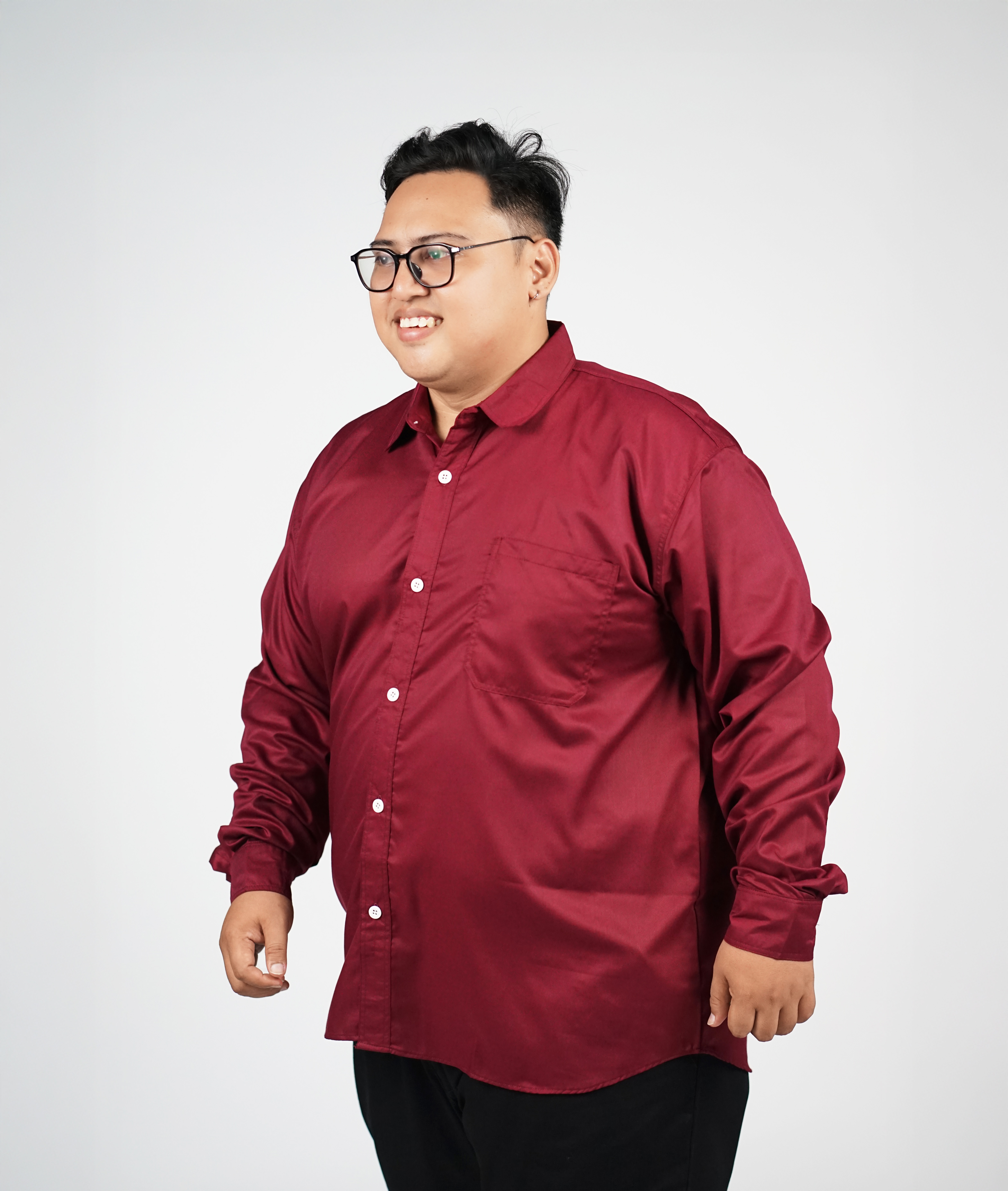 Kemeja Lengan Panjang Merah Maroon Big Size (3XL-8XL) | Big Jordan 3