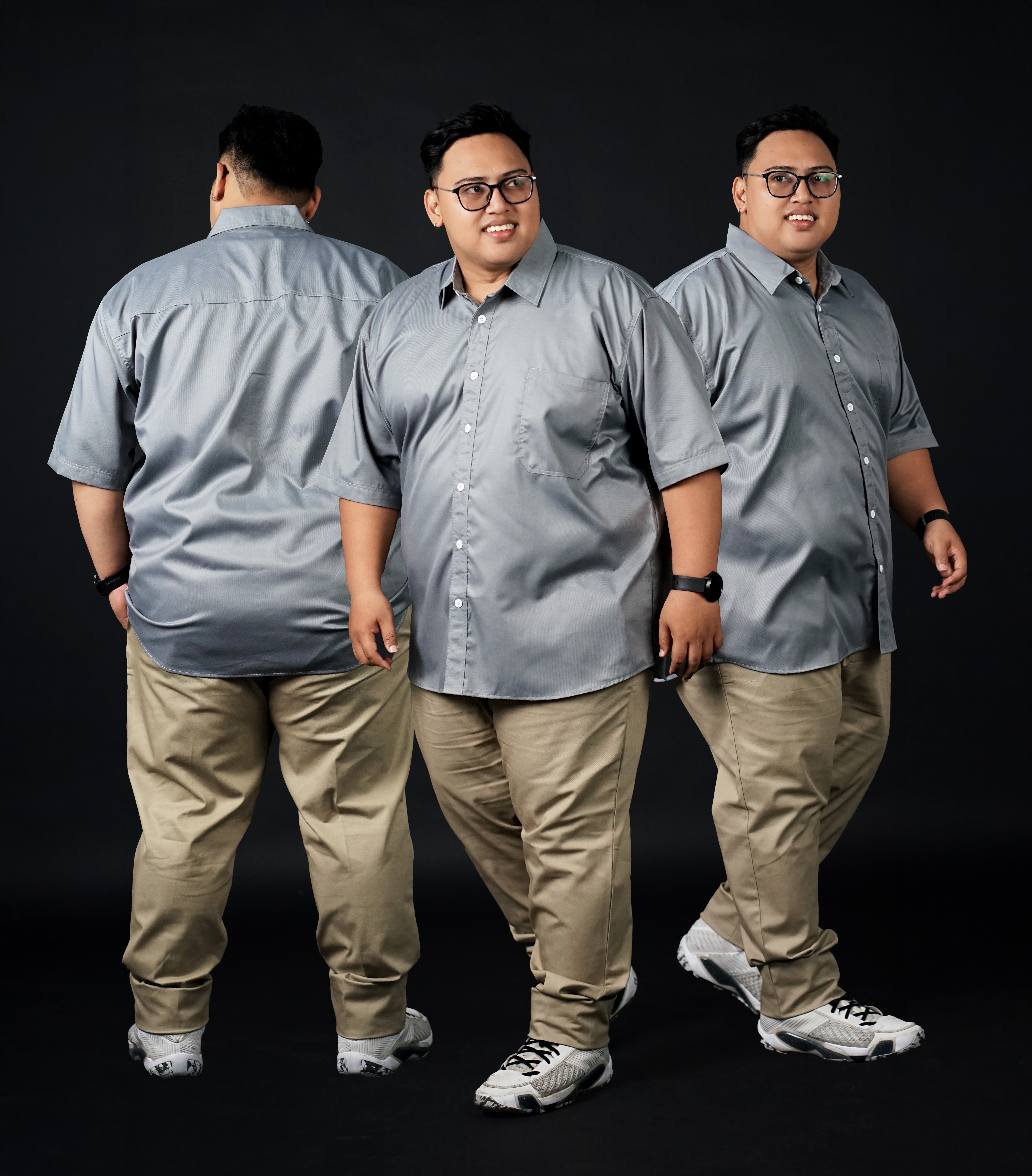 Kemeja Pria Big Size Polos Abu Muda Lengan Pendek Ukuran Jumbo 3XL-8XL - BigJordan 6