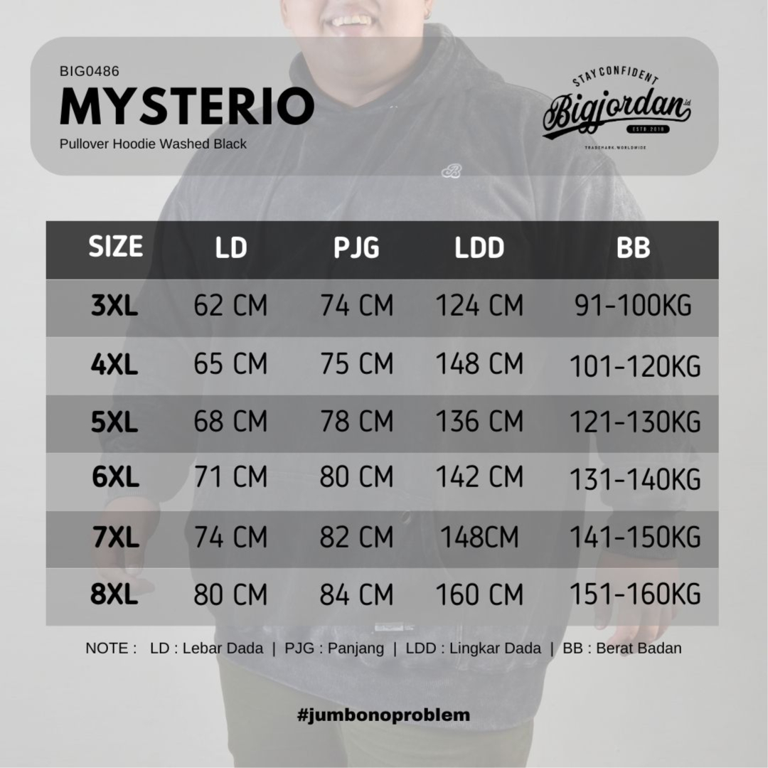 Mysterio - Hoodie Oversize Pria Big Size Washed Black —  BigJordan 4