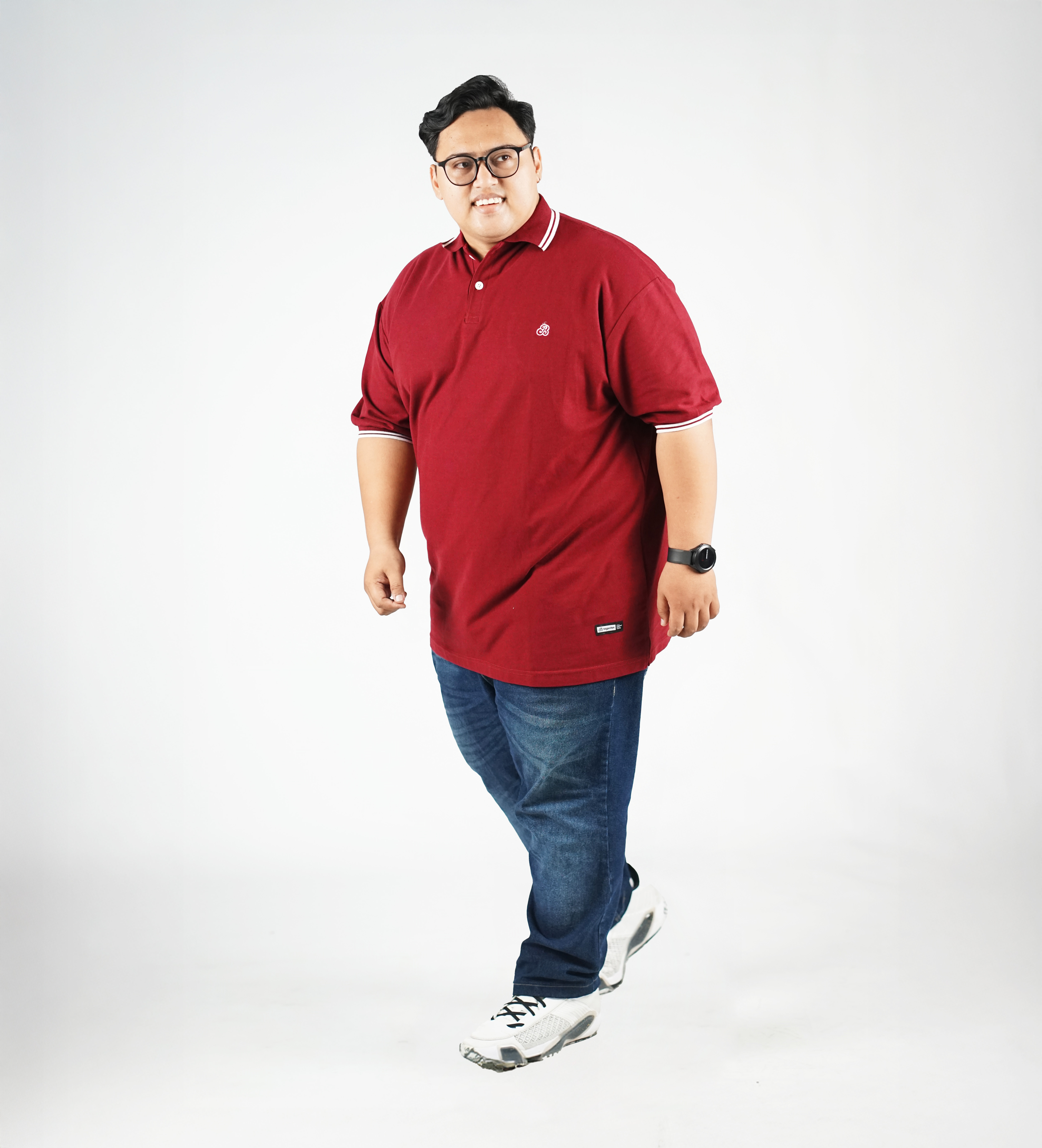 MARONE - POLO SHIRT MAROON LIST PUTIH 5