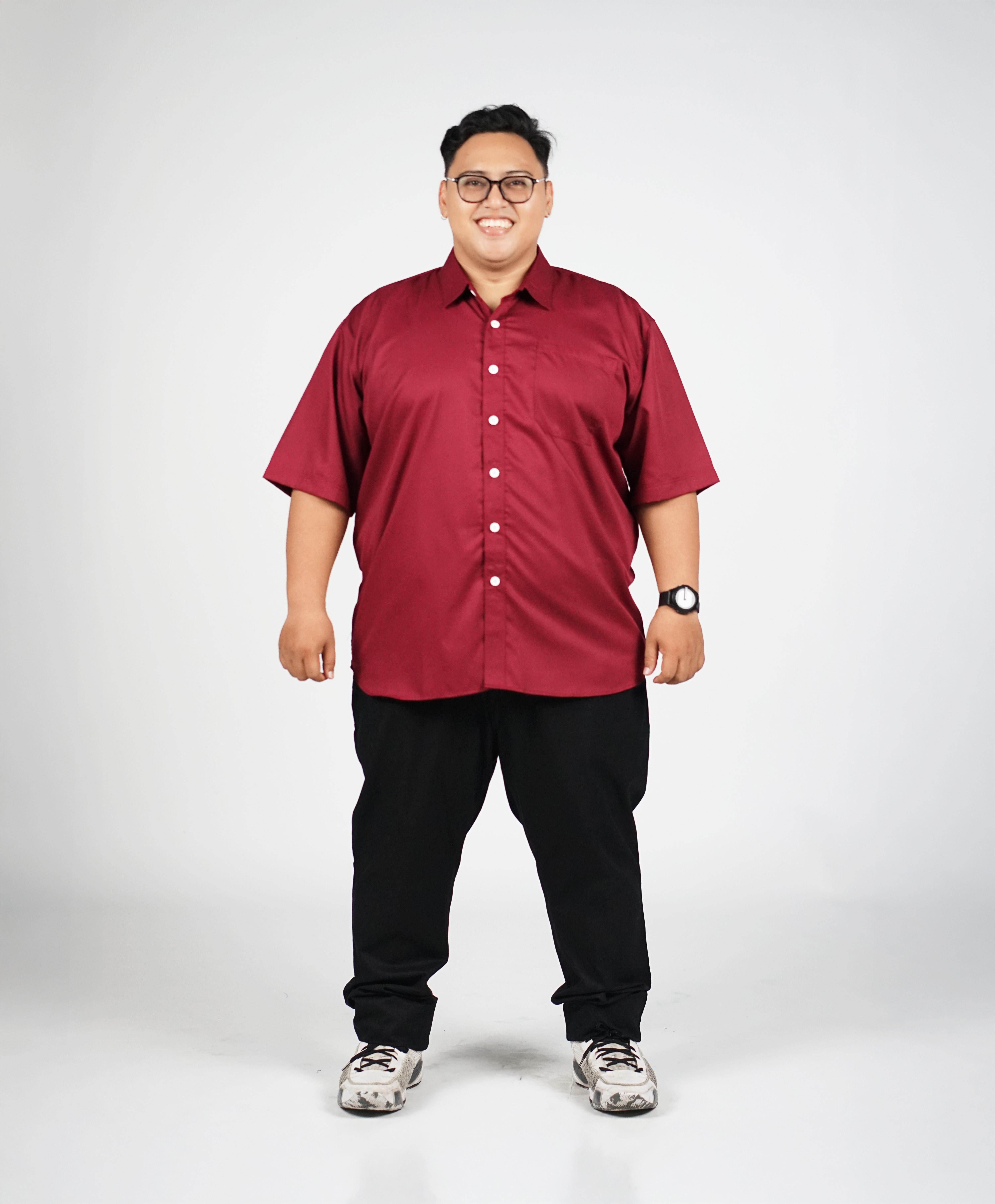 Kemeja Polos Lengan Pendek Big Size 3XL - 8XL Maroon Big Jordan 6