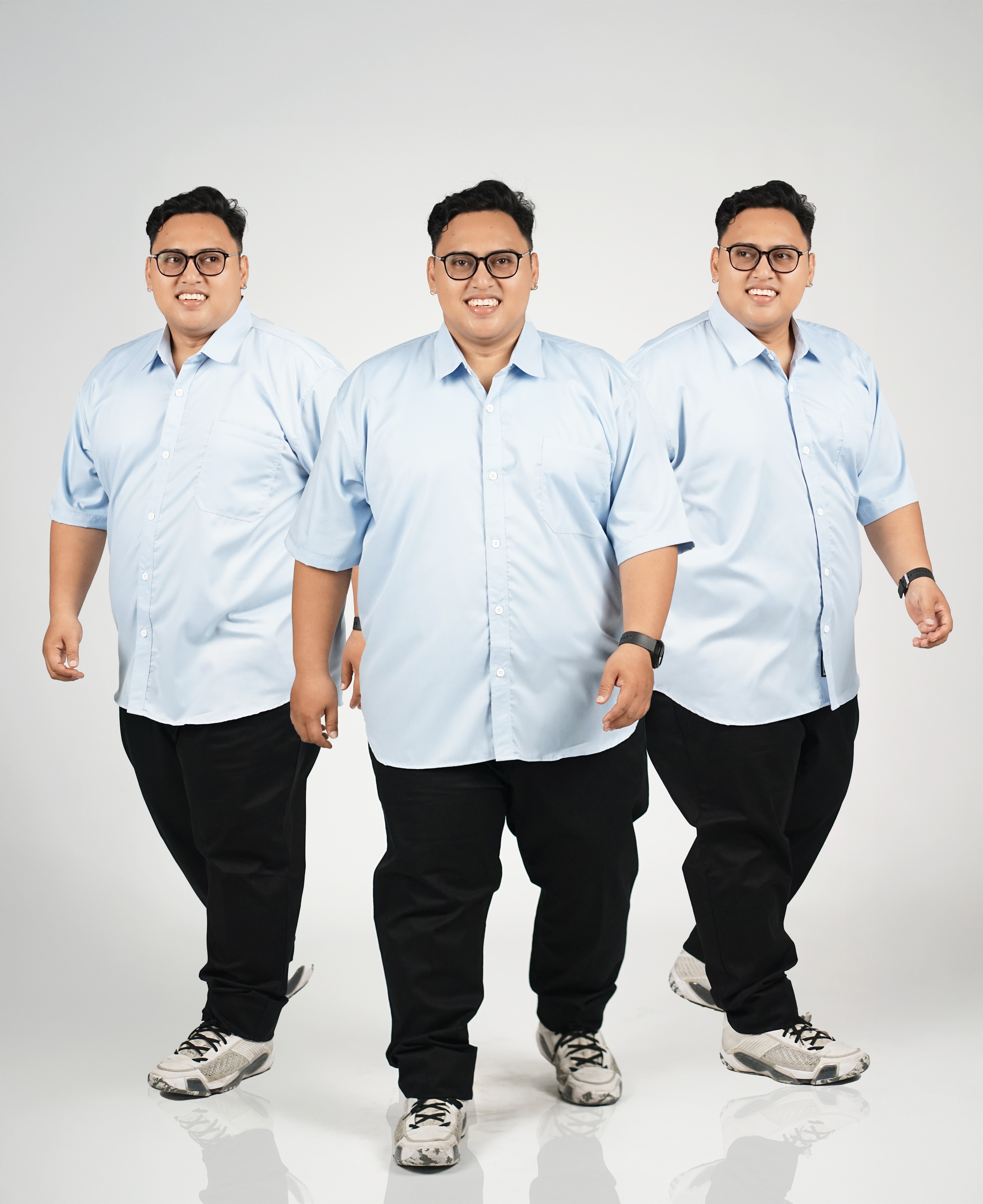 Kemeja Pria Big Size Polos Biru Muda Lengan Pendek Ukuran Jumbo 3XL-8XL - BigJordan 4