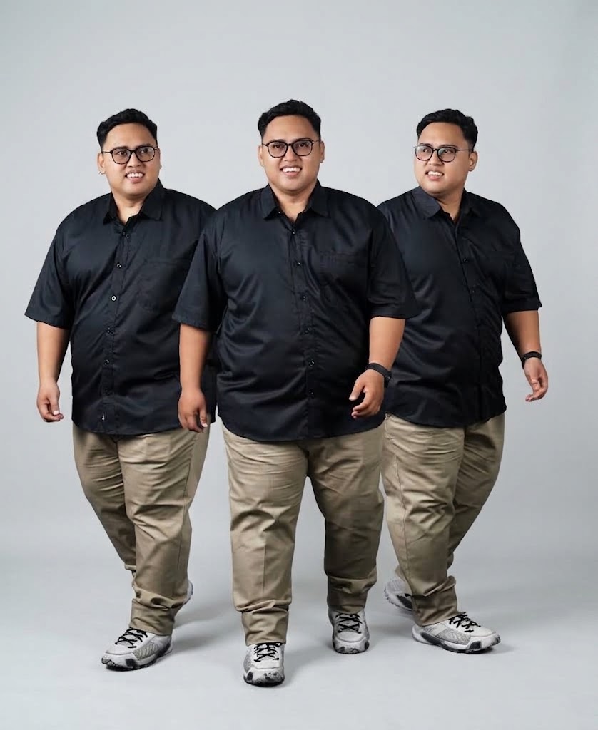 Kemeja Pria Big Size Polos Hitam Lengan Pendek Ukuran Jumbo 3XL-8XL - BigJordan
