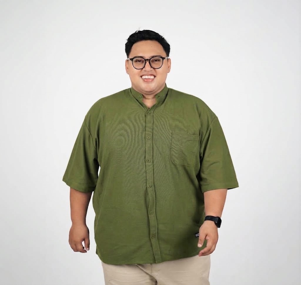 ASAUKI - KEMEJA PIQUE PENDEK HIJAU