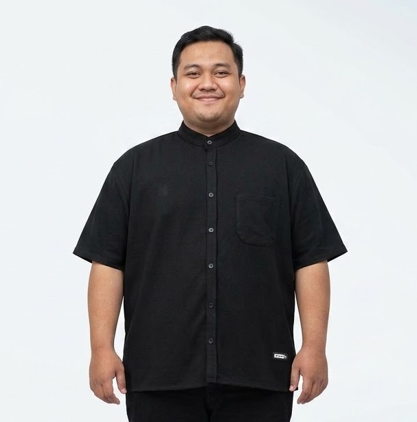 ASAUKI - KEMEJA PIQUE PENDEK HITAM