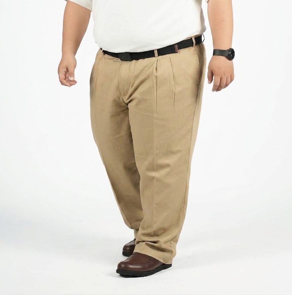 TIAMOVIC - Celana Bahan Formal Big Size Pria Khaki - BigJordan